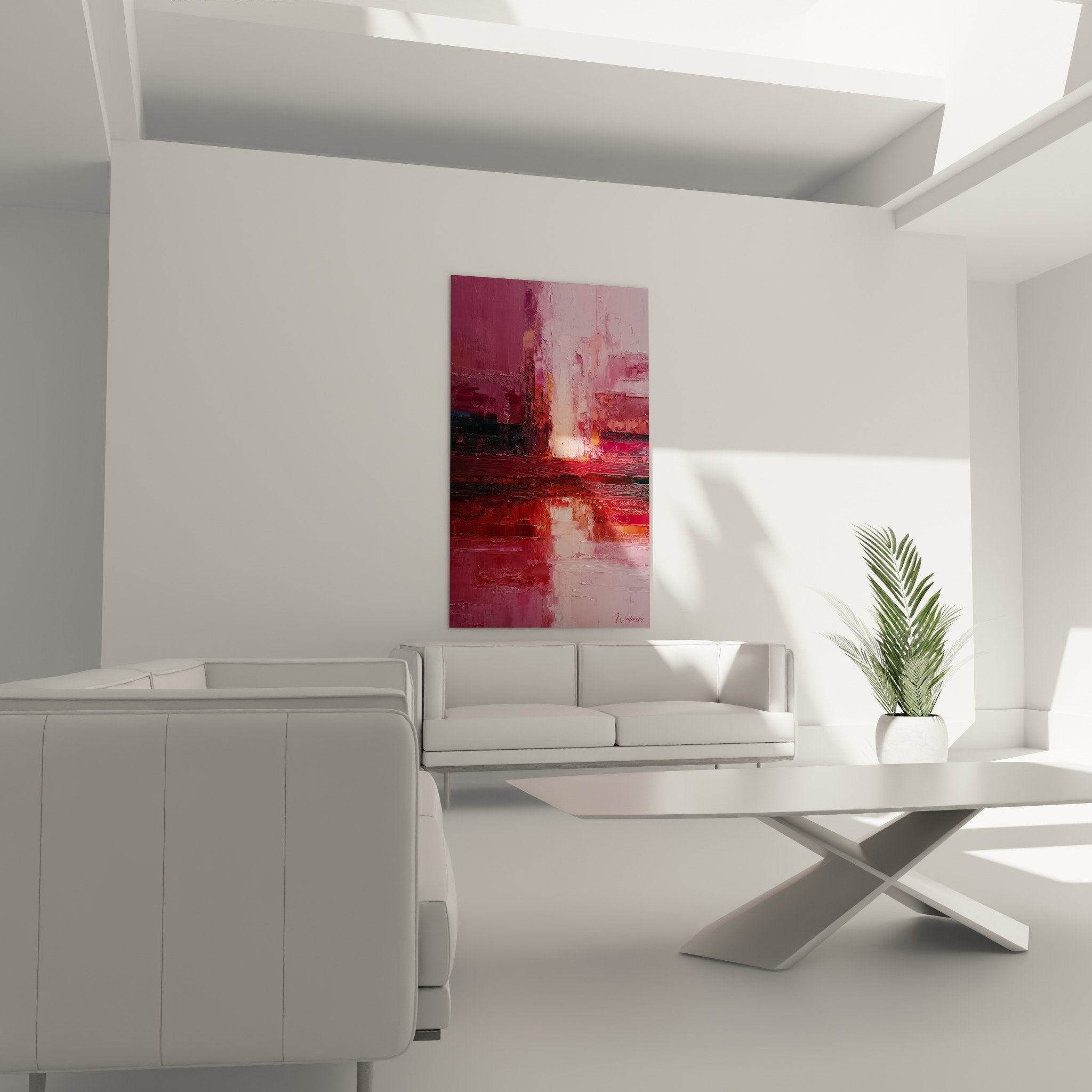 detail texture empâtements roses rouges peinture abstraite relief feng shui
