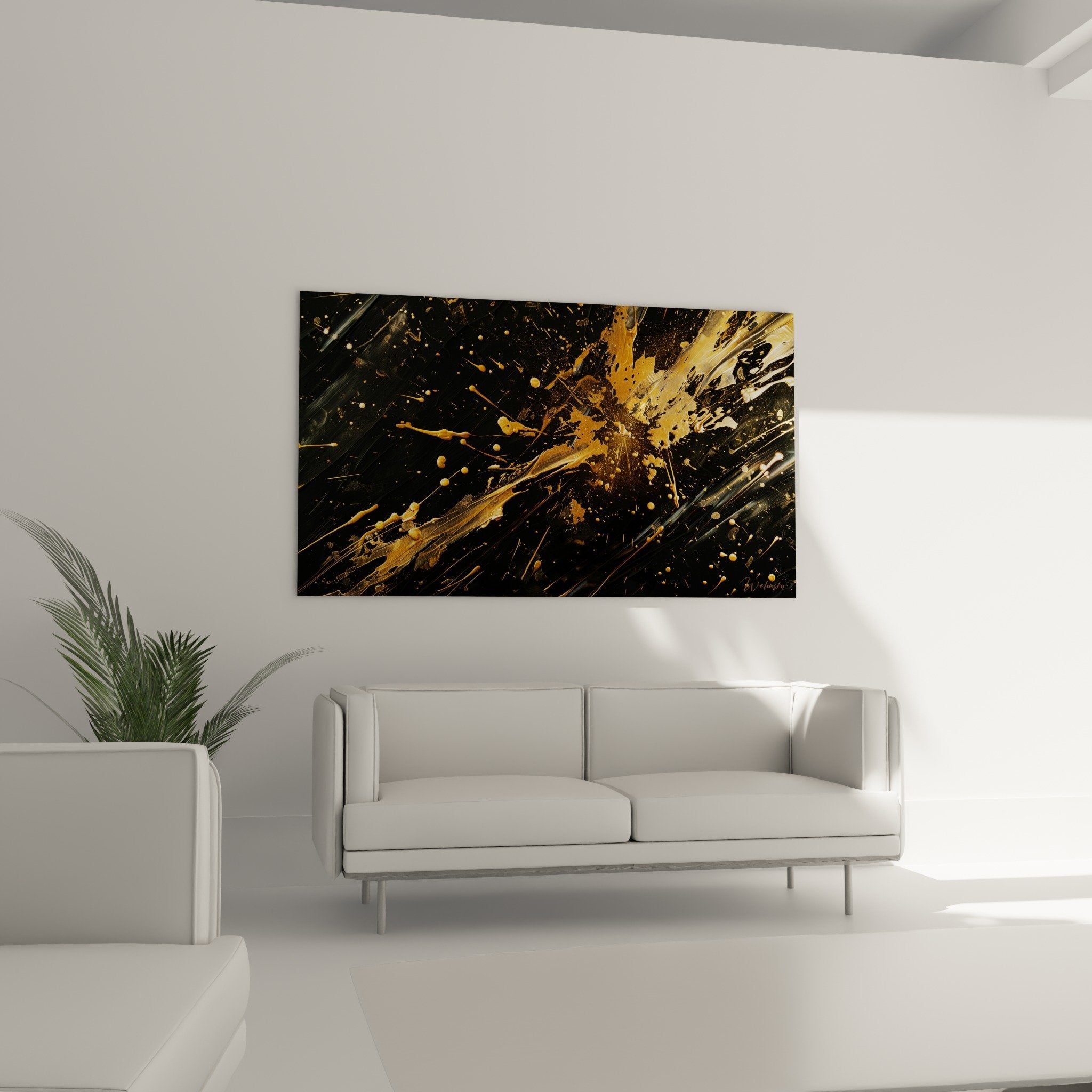 Nahaufnahme der goldenen Farbprojektionen, fließende Texturen abstrakte schwarze und goldene Kunst