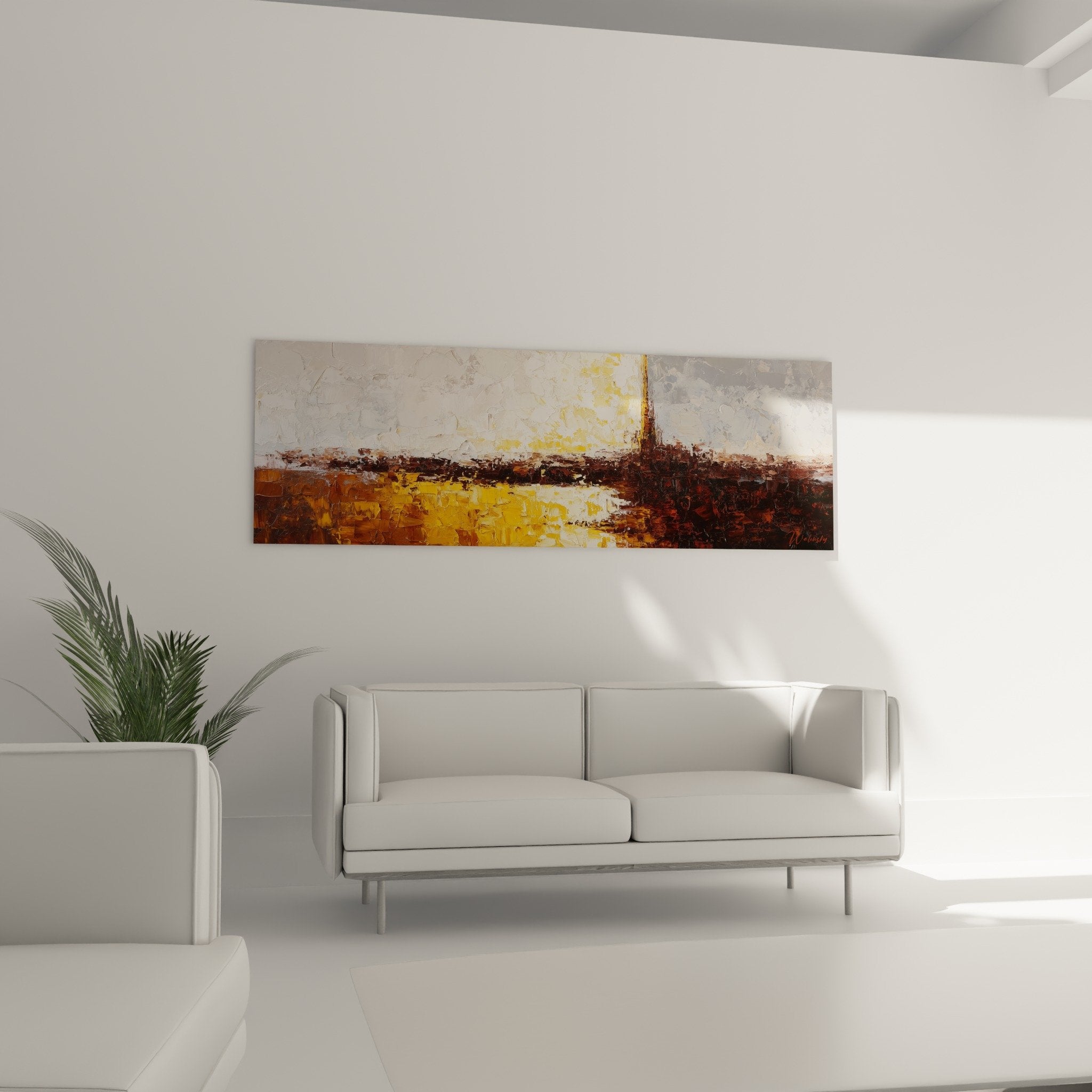 Détail texture épaisse peinture abstraite ocre brun empâtements matière picturale relief feng shui centre terre