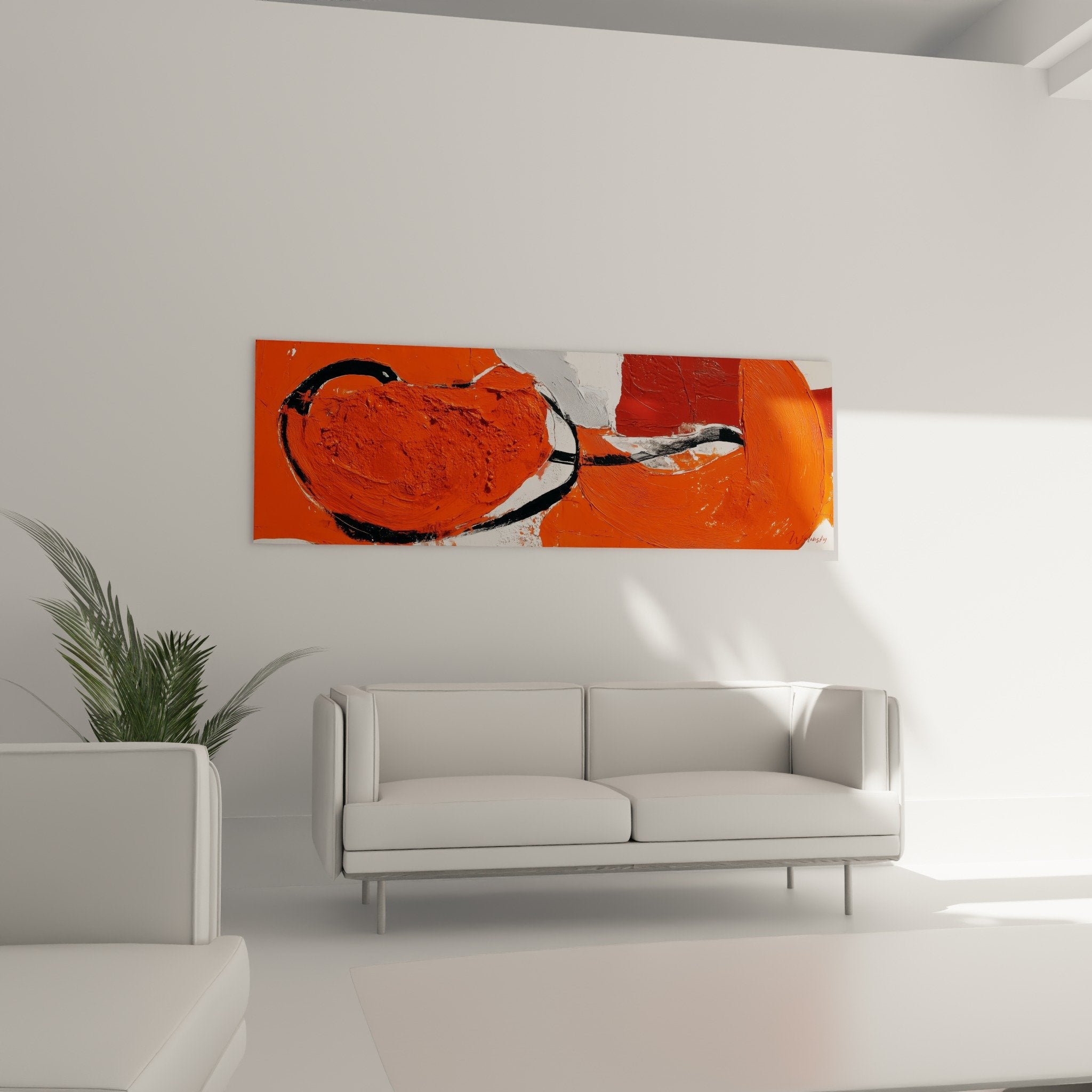 Détail texture empâtement peinture orange rouge, matière picturale abstraite feng shui sud feu gros plan