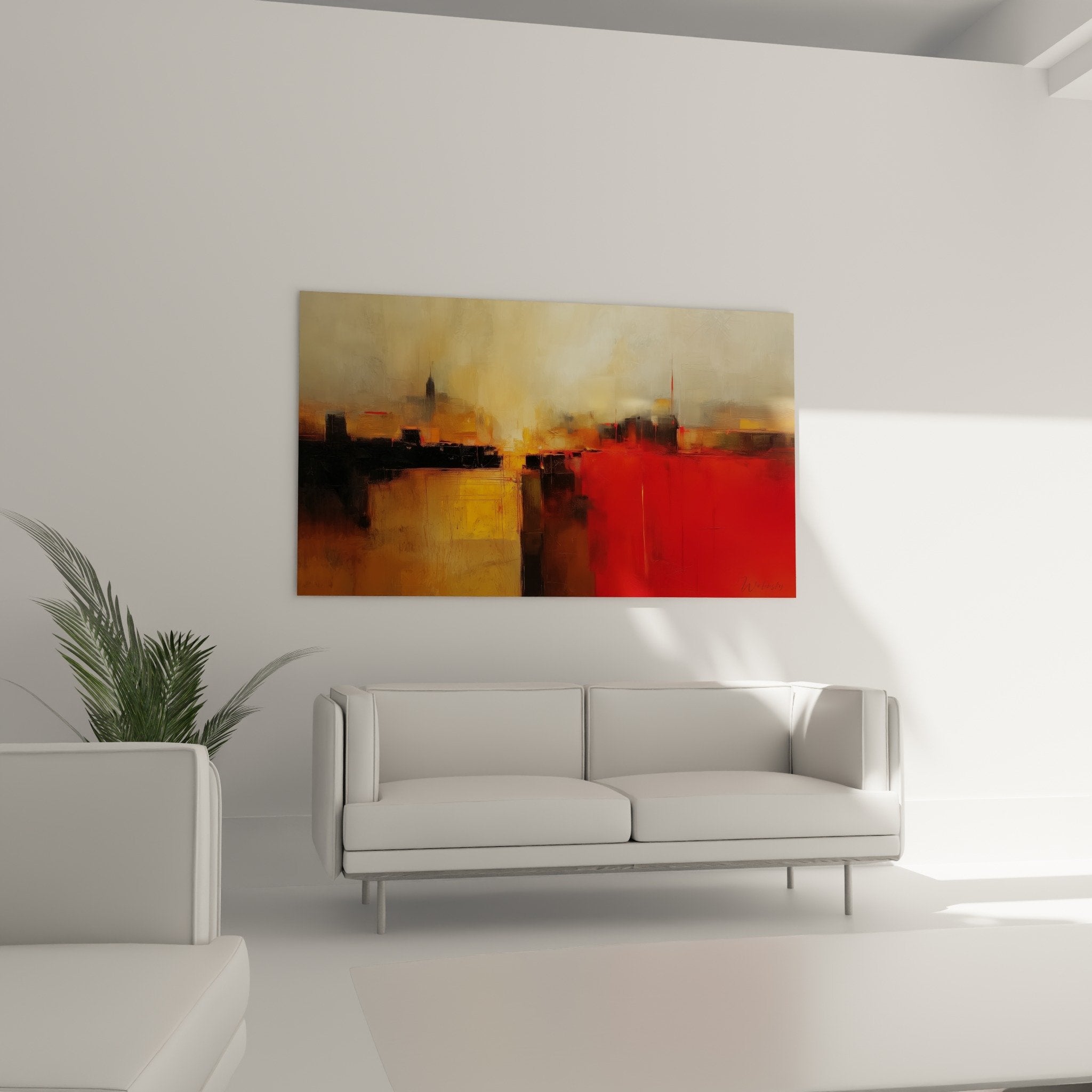 Détail texture peinture abstraite rouge vermillon ocre - Nuances chromatiques Feng shui Sud Feu