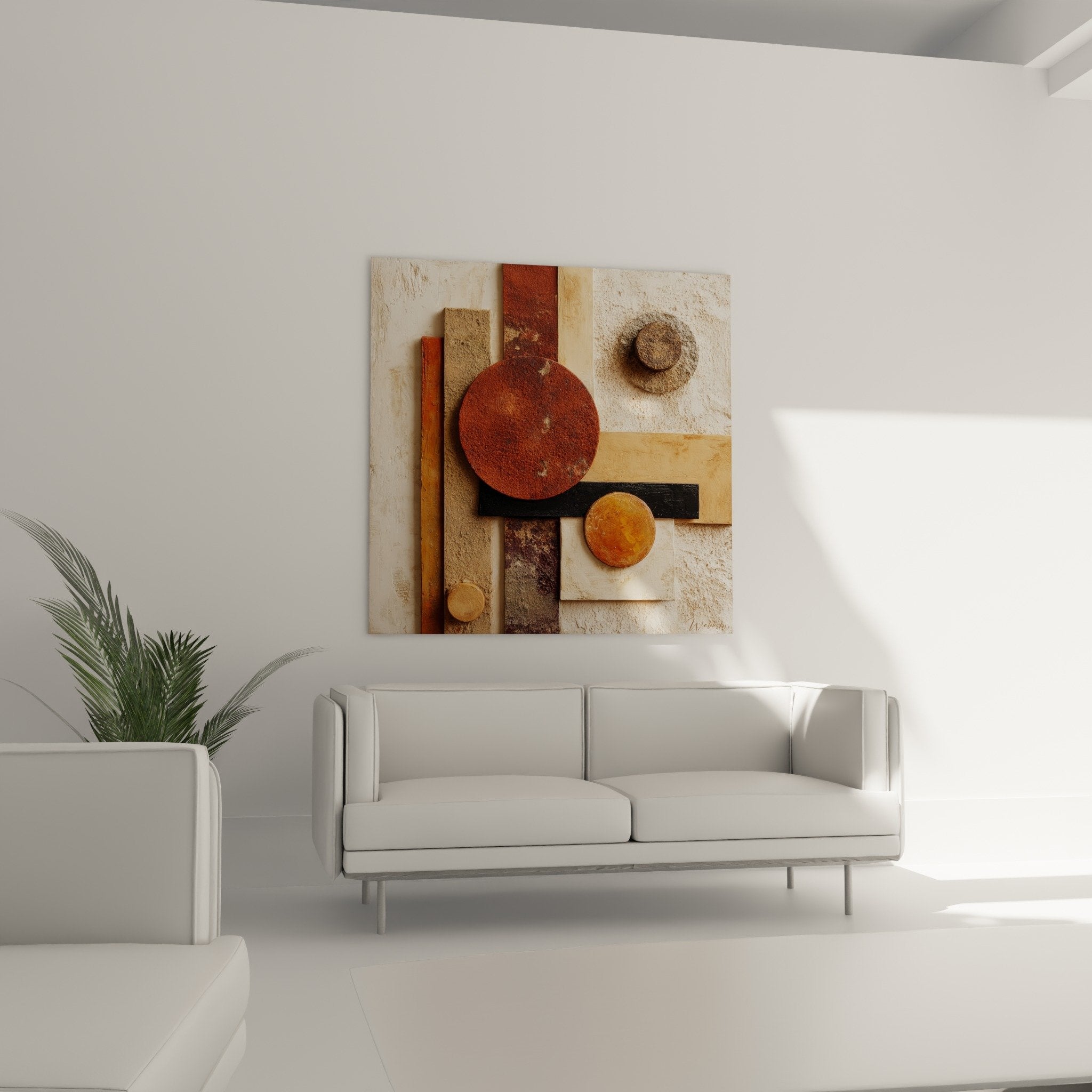Detail texture relief cercles ocre composition abstraite matiere granuleuse tons chauds