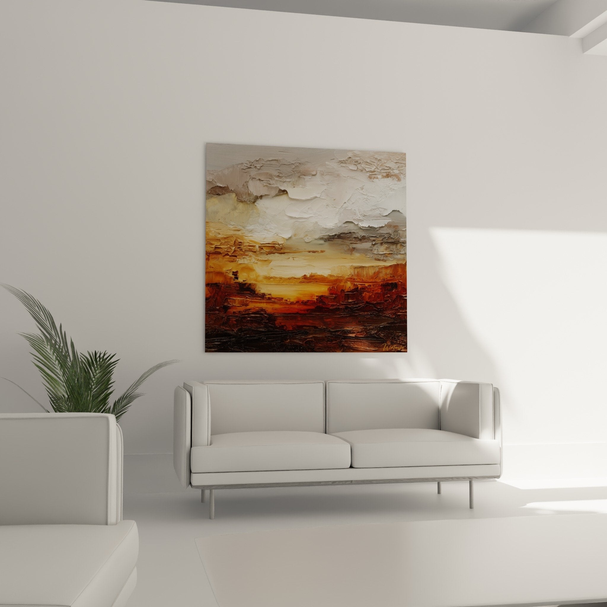 Detail texture relief peinture abstraite ocre beige empâtements matiere epaisse feng shui terre