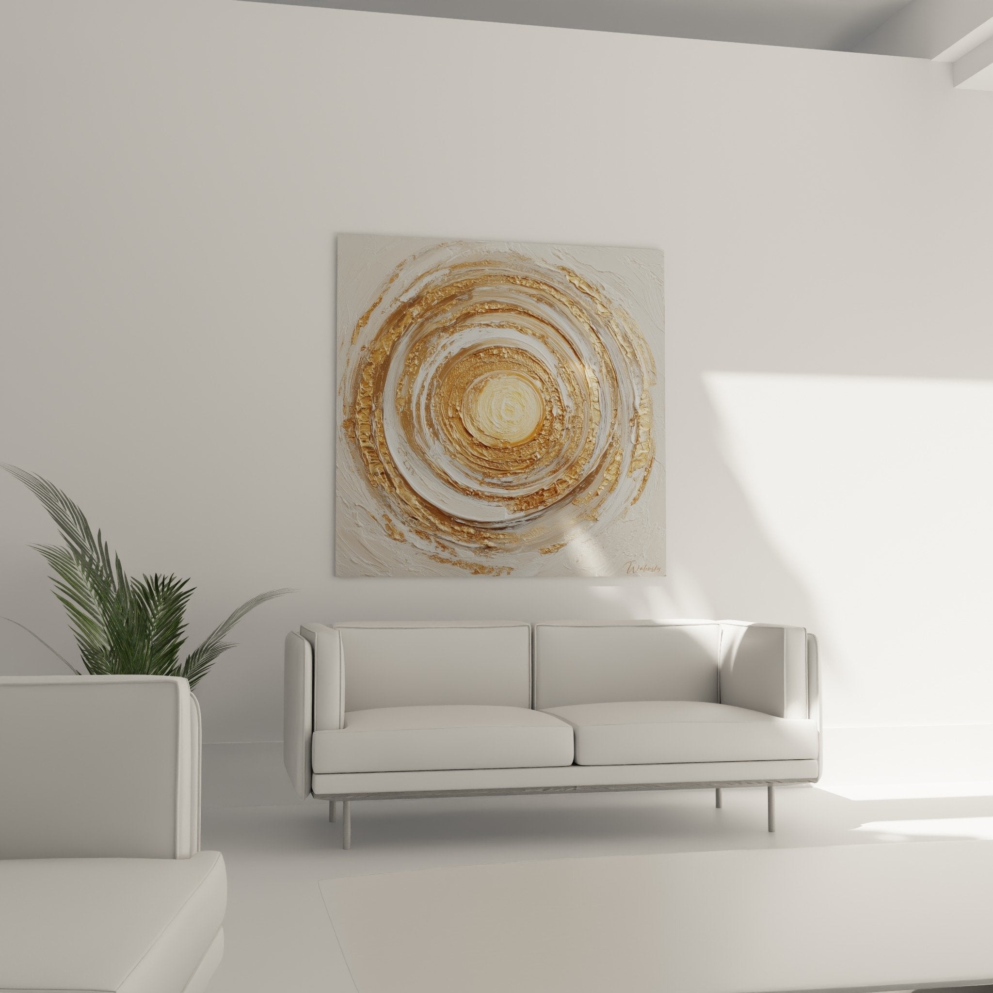 Détail texture relief spirale dorée, jeux de lumière sur surface métallique rugueuse et polie