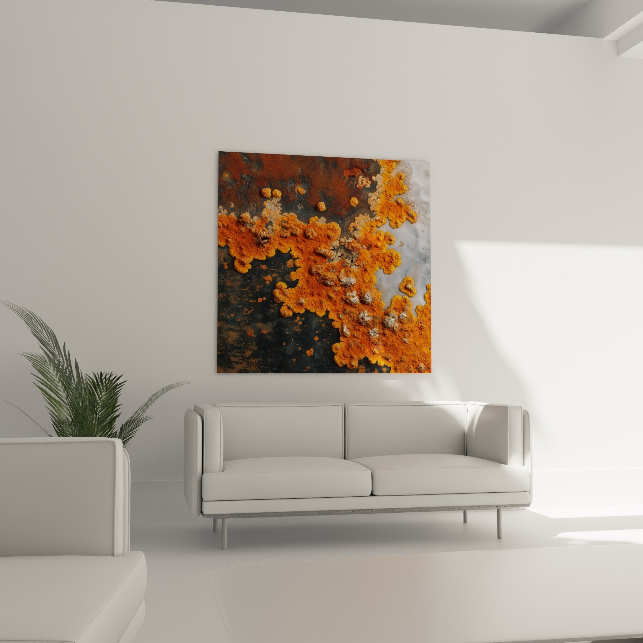 Detail texture rouille orange corrosion metal formations organiques feng shui sud feu art industriel