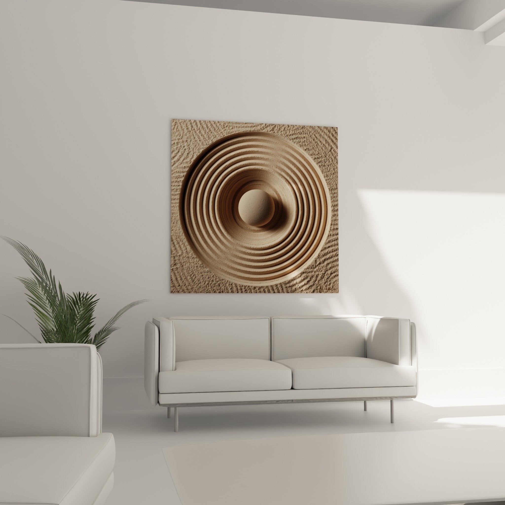 détail texture granuleuse sable cercles concentriques relief matière naturelle beige ocre