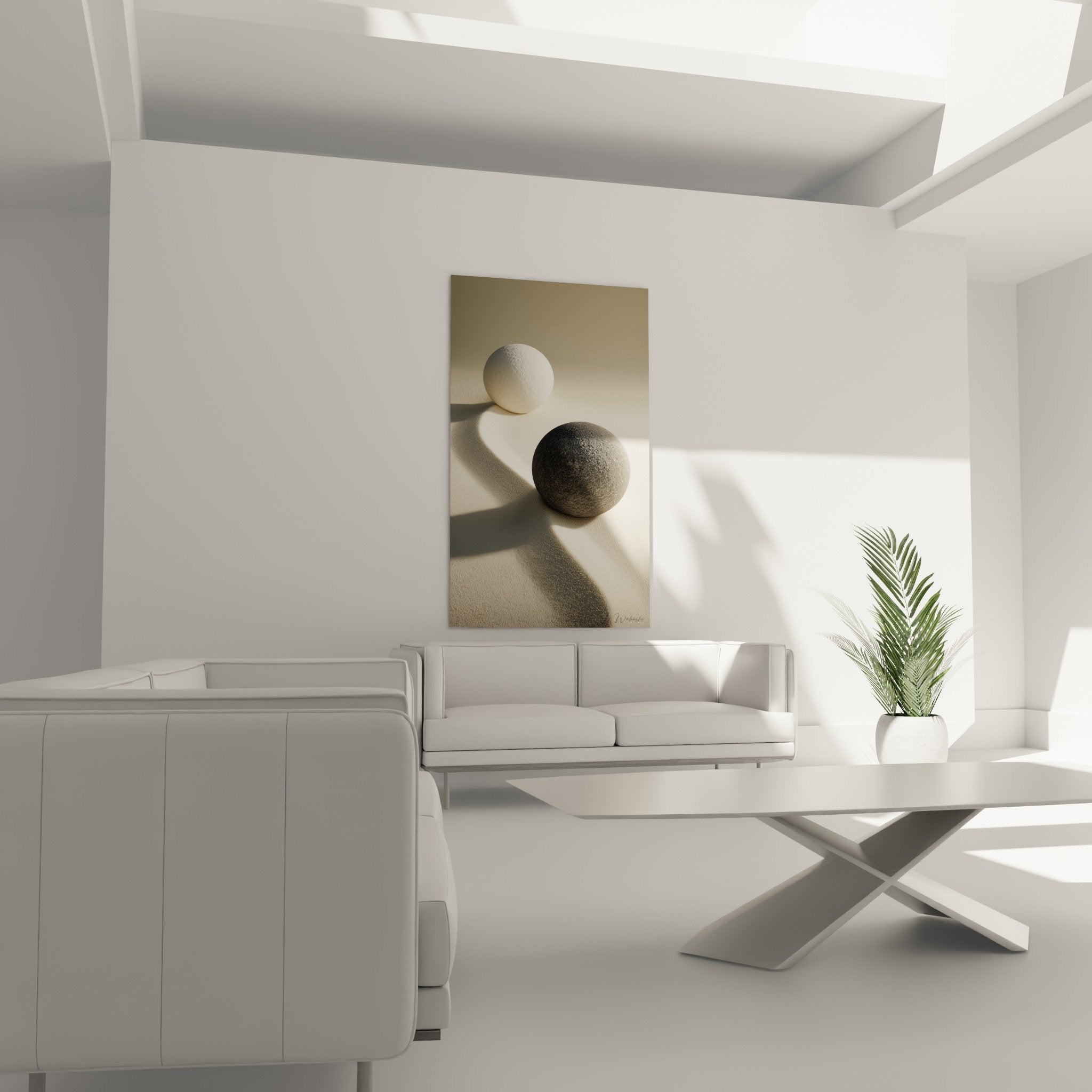 Détail texture sable doré granulaire avec sphères contrastées noir blanc ombres géométriques zen