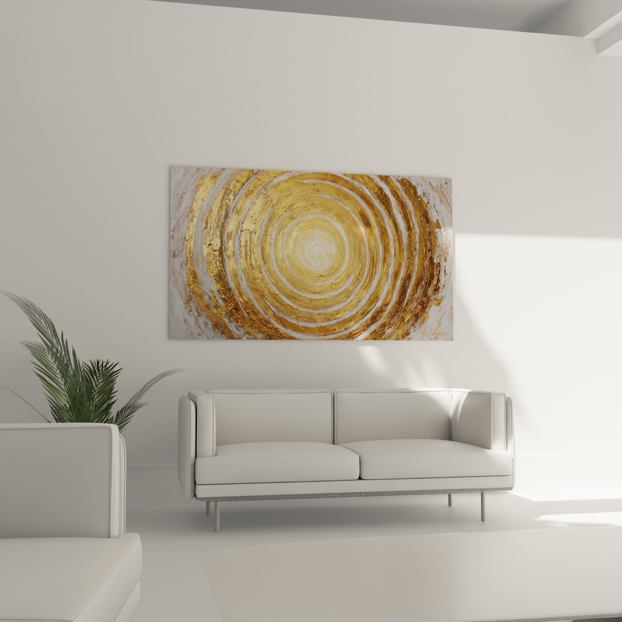 Golden metallic spiral texture detail, concentric bronze gold embossed paint, rough textured surface