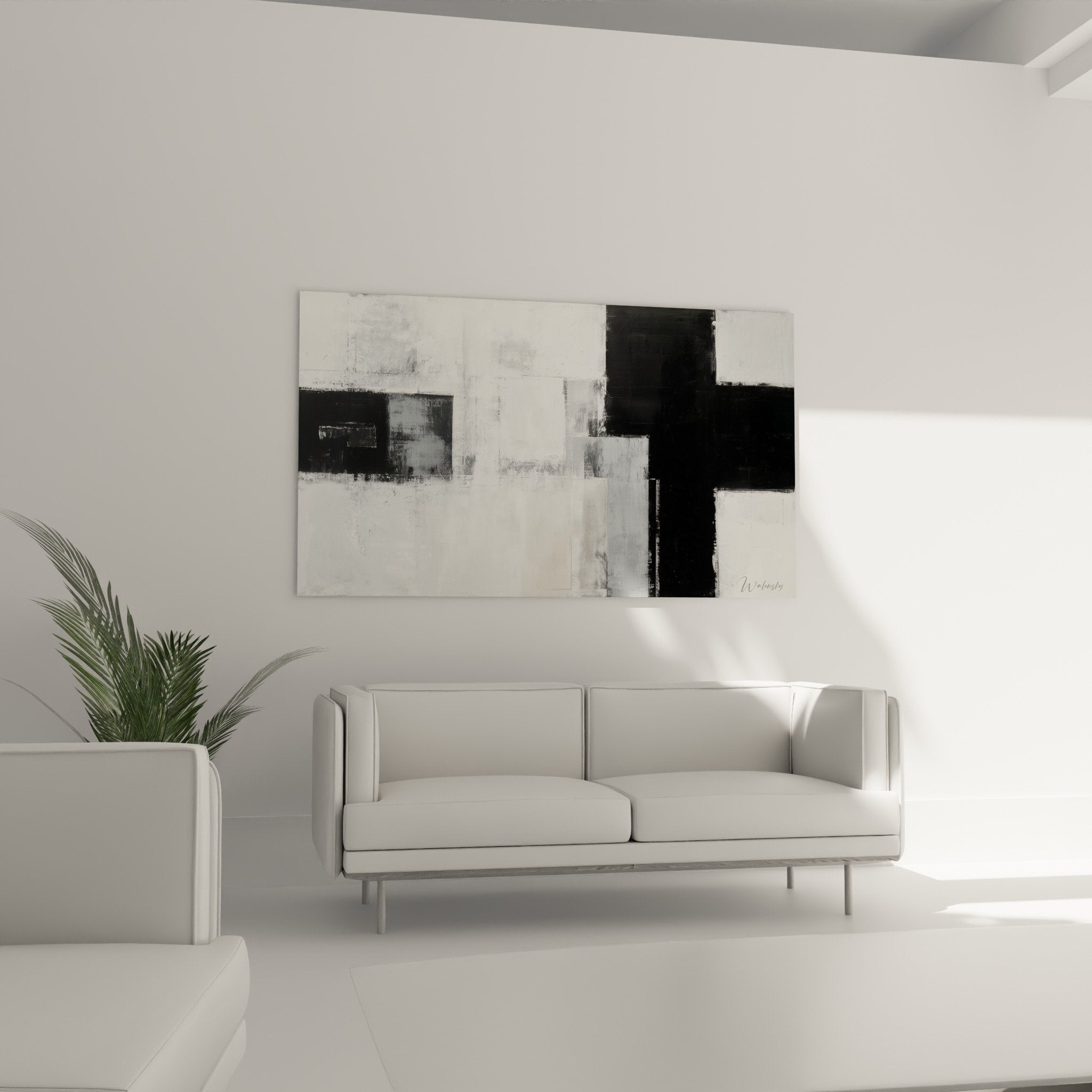 detail texture tableau abstrait noir blanc gris matiere picturale formes geometriques feng shui ouest metal