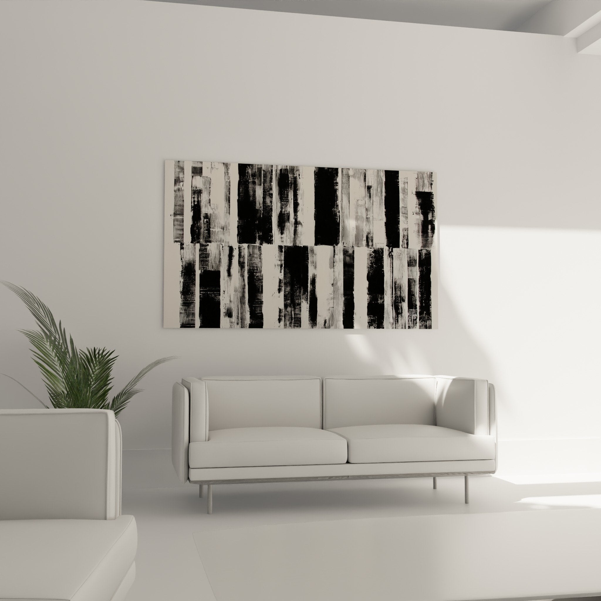 Detail texture brossee tableau abstrait rayures verticales noir blanc gris feng shui ouest metal