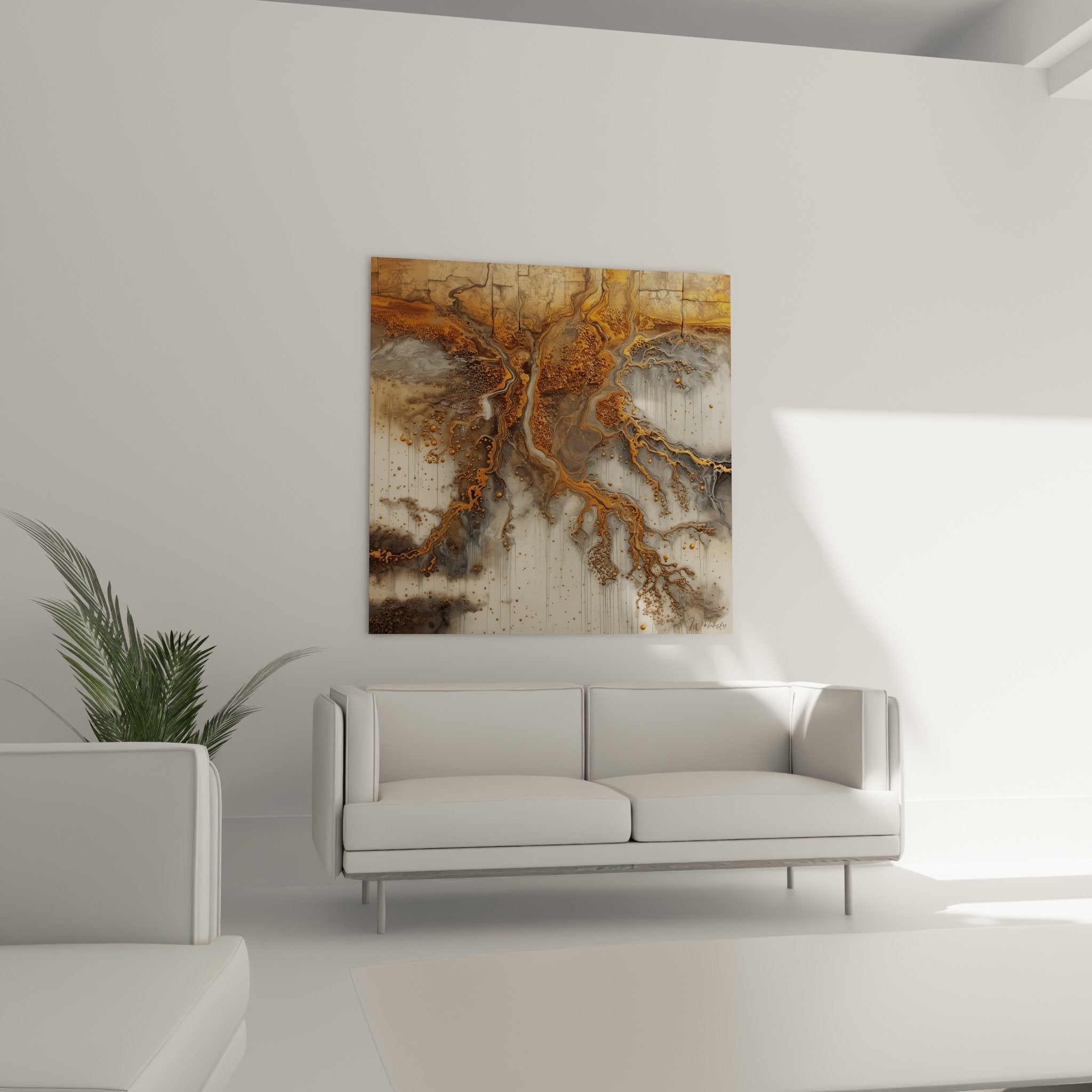 Abstract bubble painting texture detail golden bubbles metallic veins feng shui earth