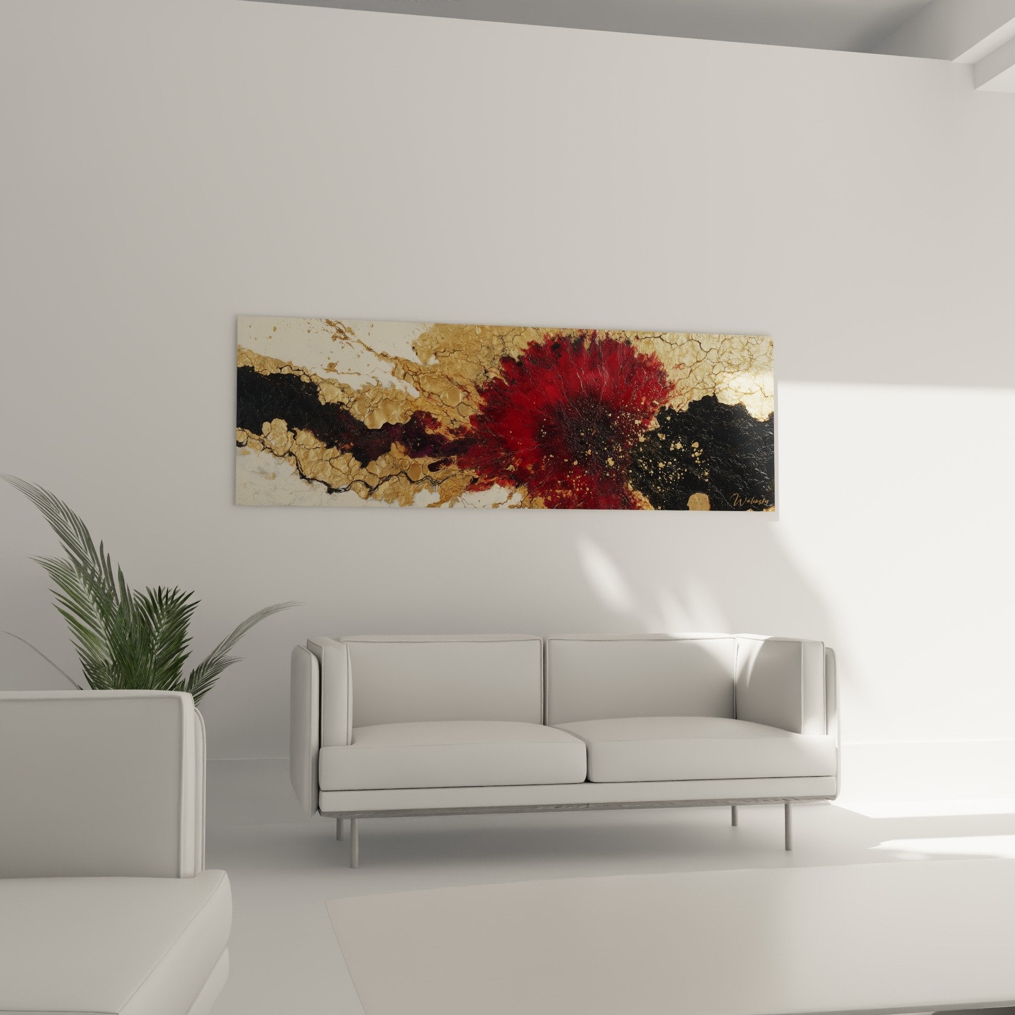 Detail textures craquelees dore rouge bordeaux tableau feng shui sud feu