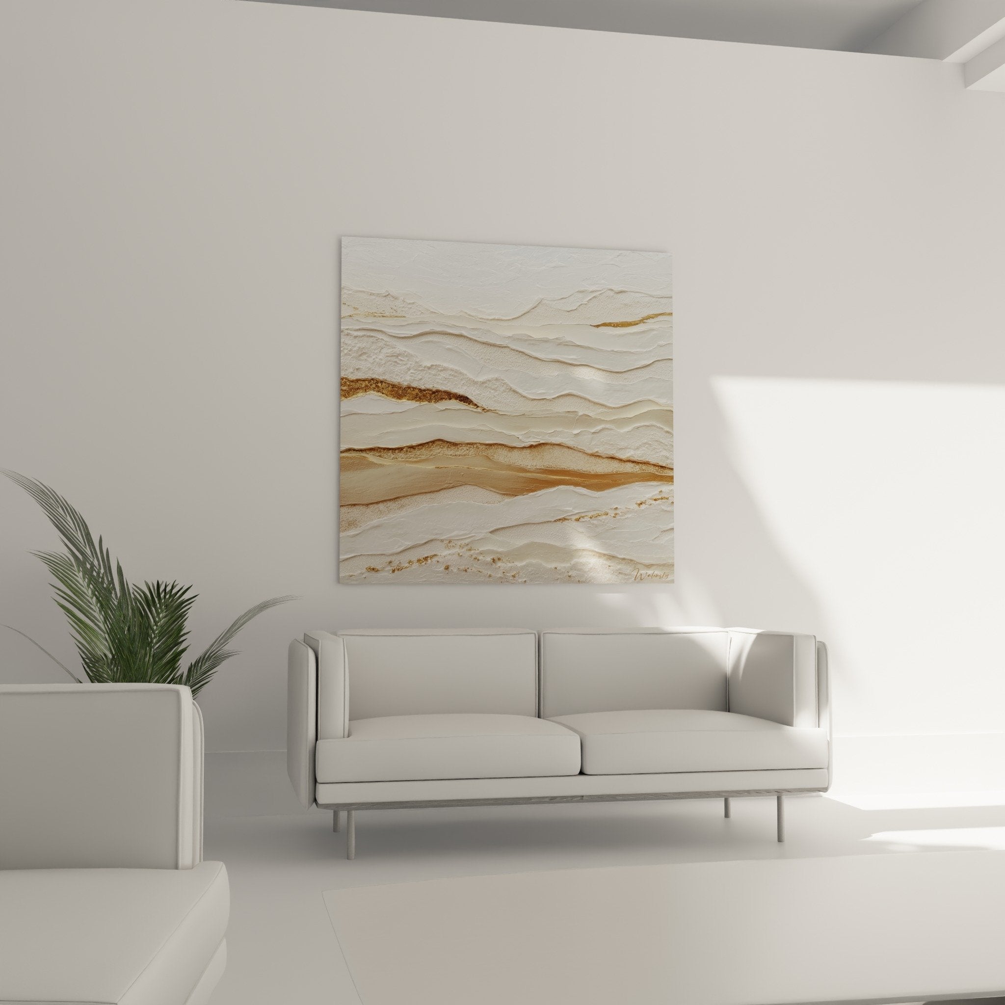 Détail textures sculptées et veines dorées tableau abstrait strates Feng shui Centre Terre