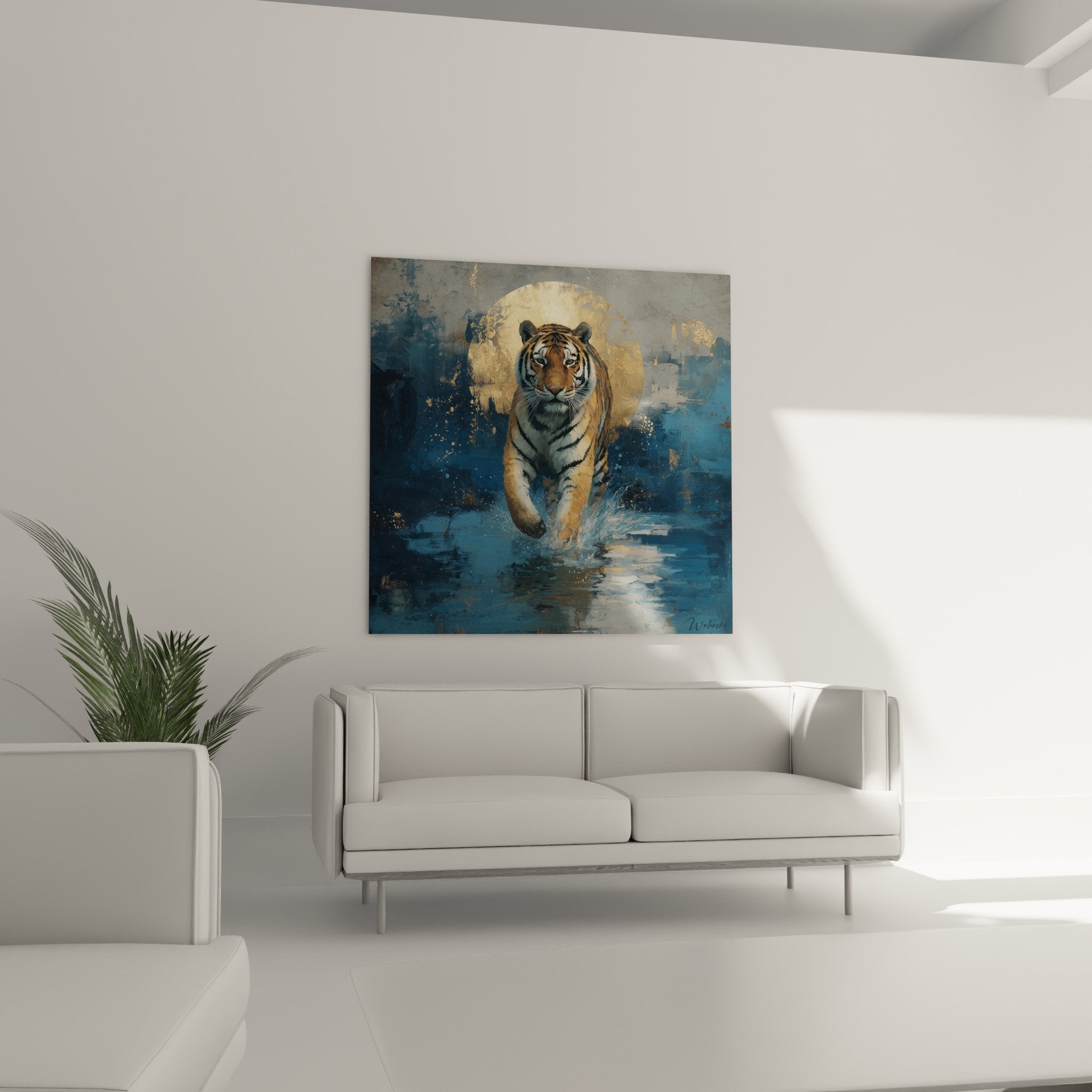detail tigre rayures oranges noires halo dore texture artistique peinture