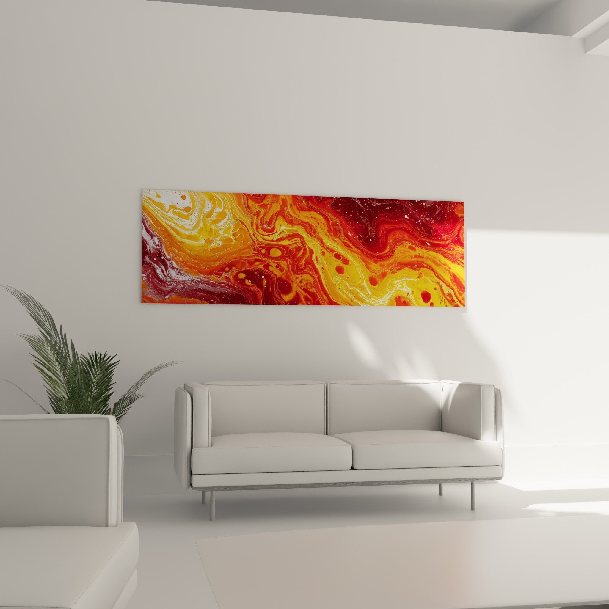 Detail tourbillons rouge orange bulles dorees marbre liquide tableau abstrait feng shui sud feu texture