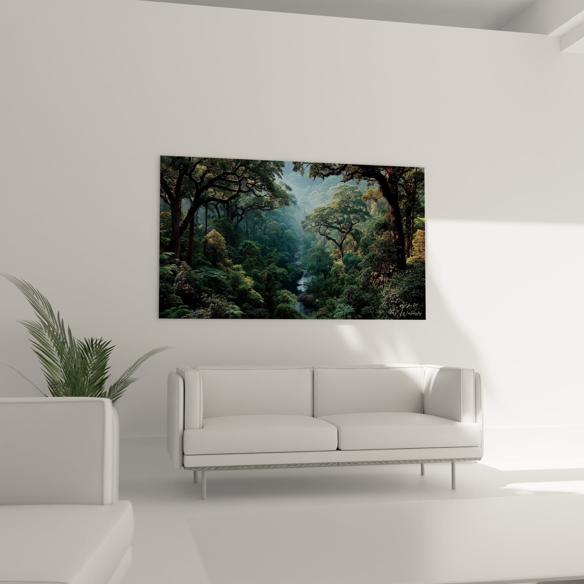 Détail gros plan tableau végétation tropicale fougères arborescentes texture naturelle art mural nature