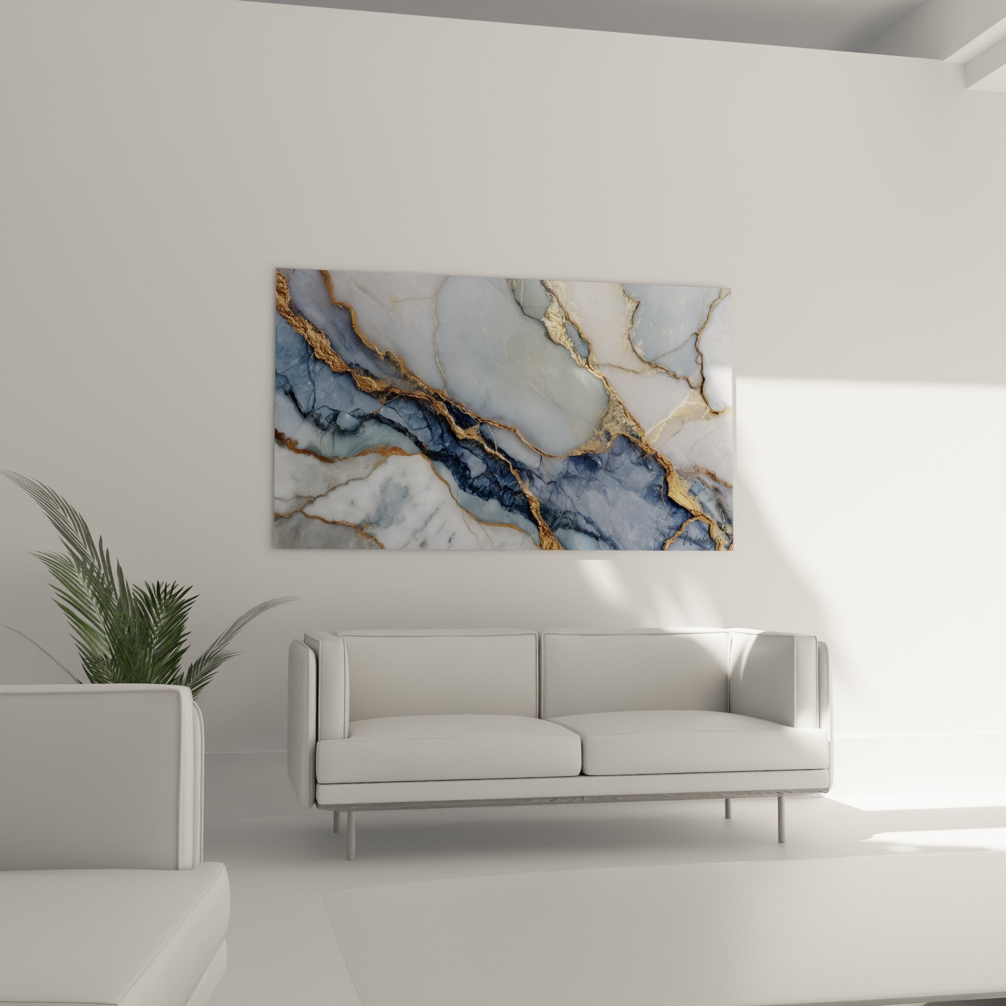 Detail veines dorees sur marbre abstrait bleu gris texture craquelures naturelles art mural luxe