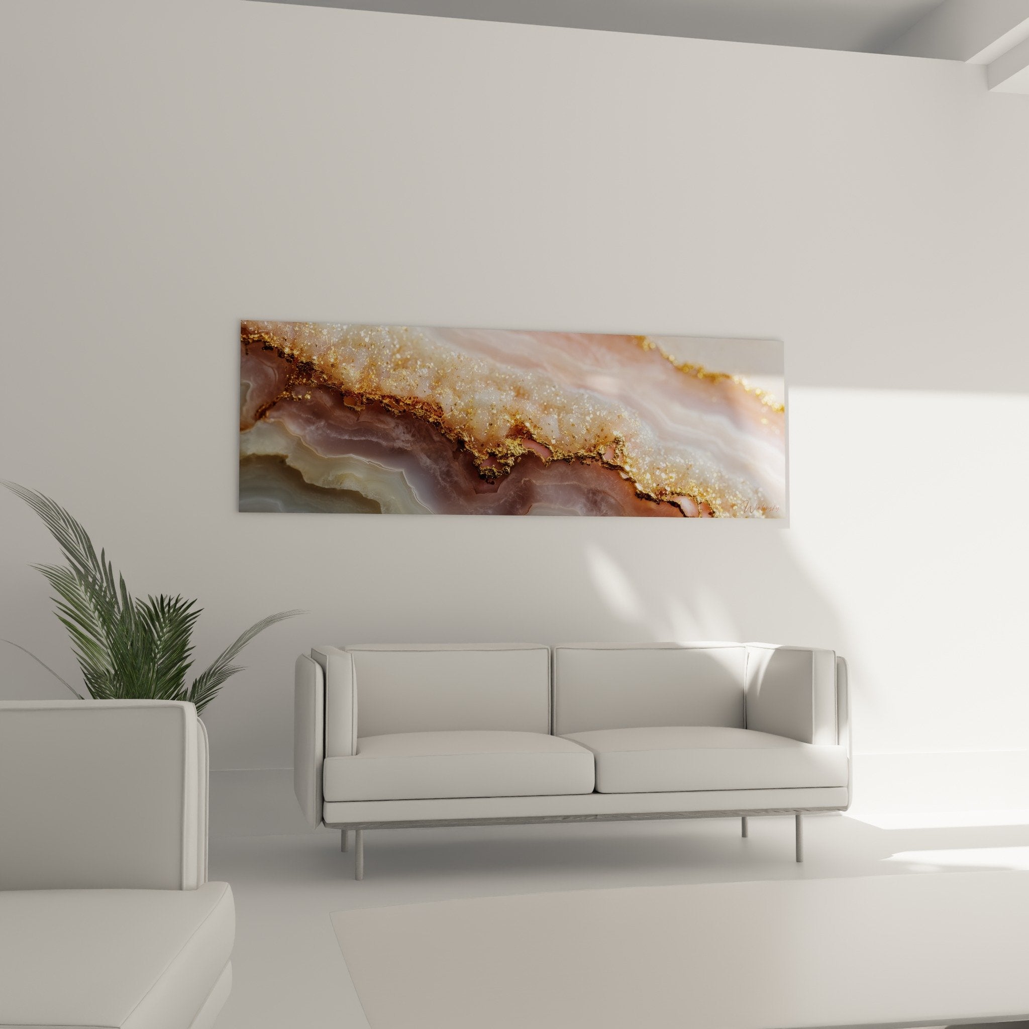 Detail des veines dorees metallisees et nuances rosees du tableau marbre abstrait texture luxueuse