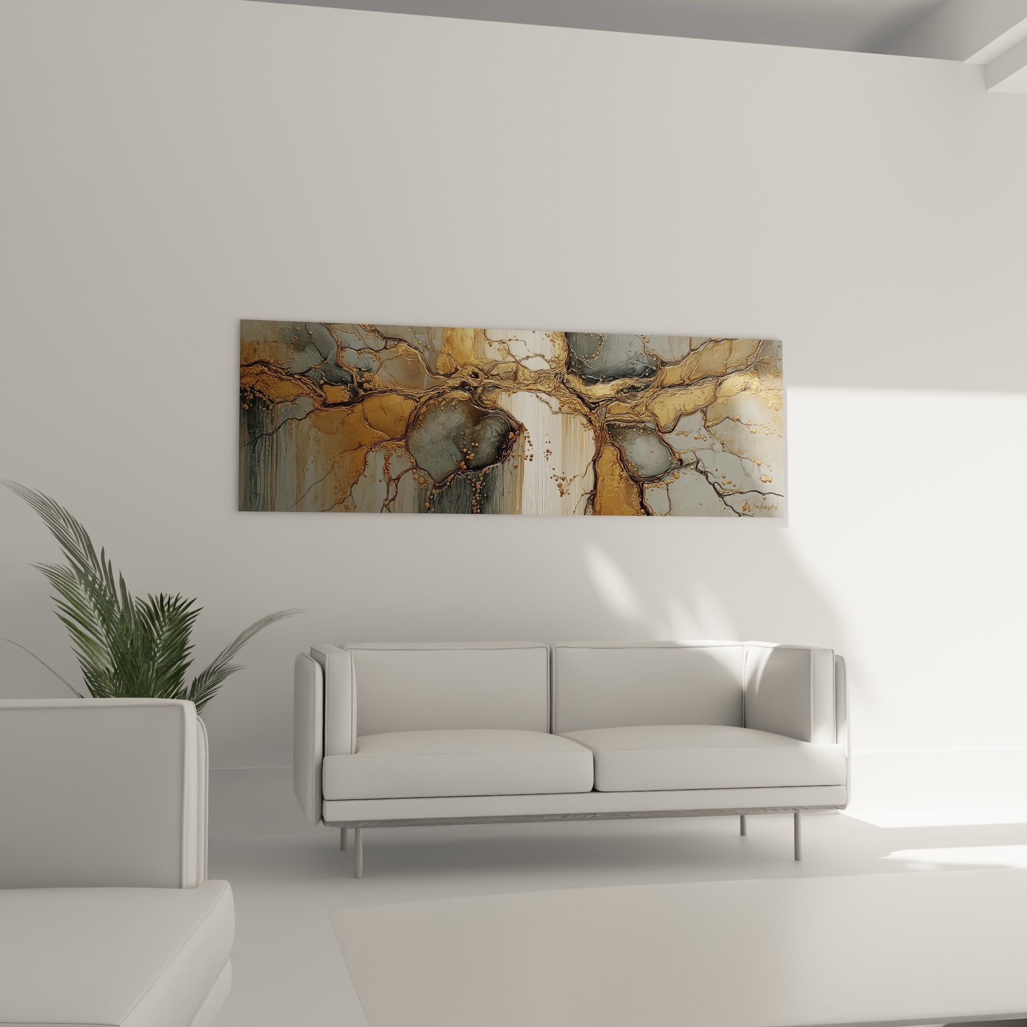 Detail golden veins grey drips abstract marbled texture ochre copper tones