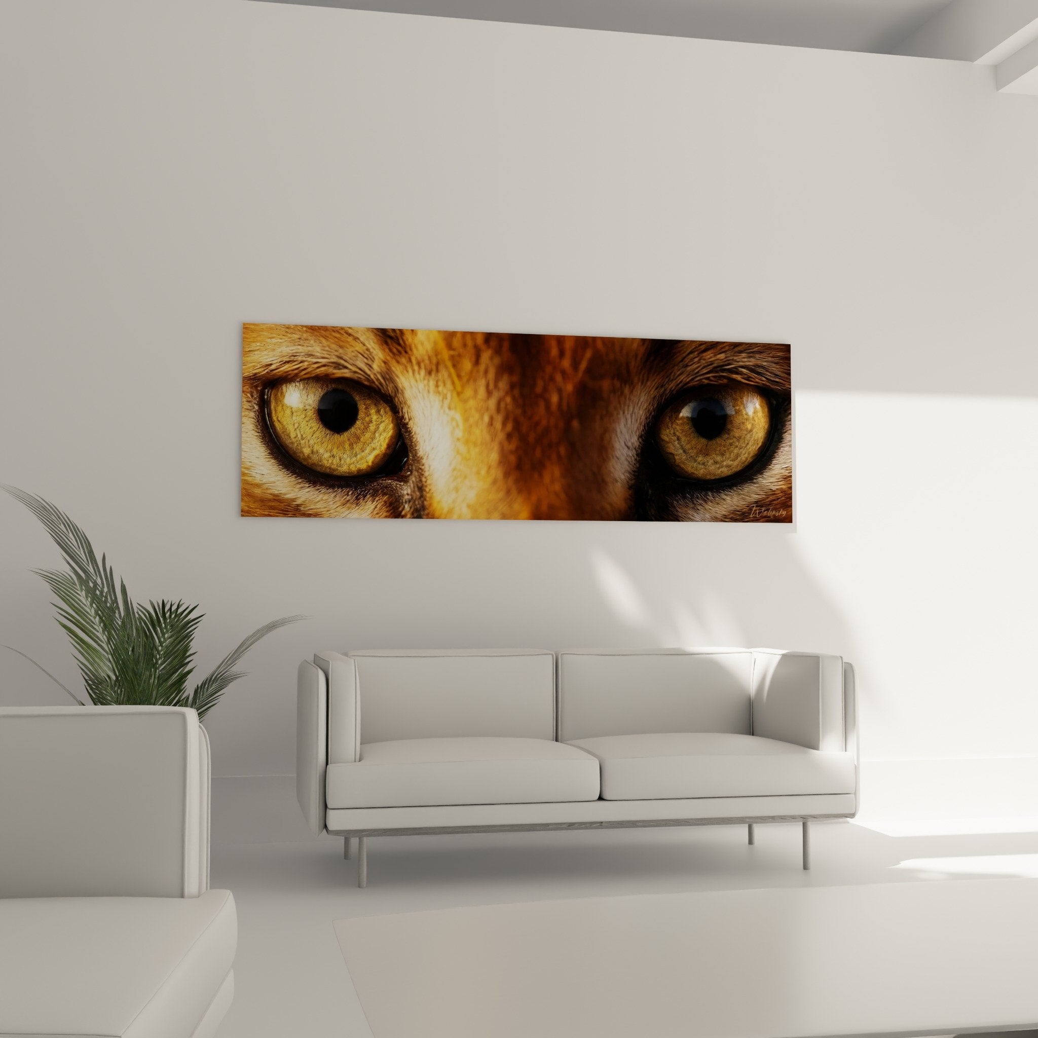 Karakalaugendetail goldfarben bernstein - nahaufnahme kupferiris schwarze pupillen gemälde