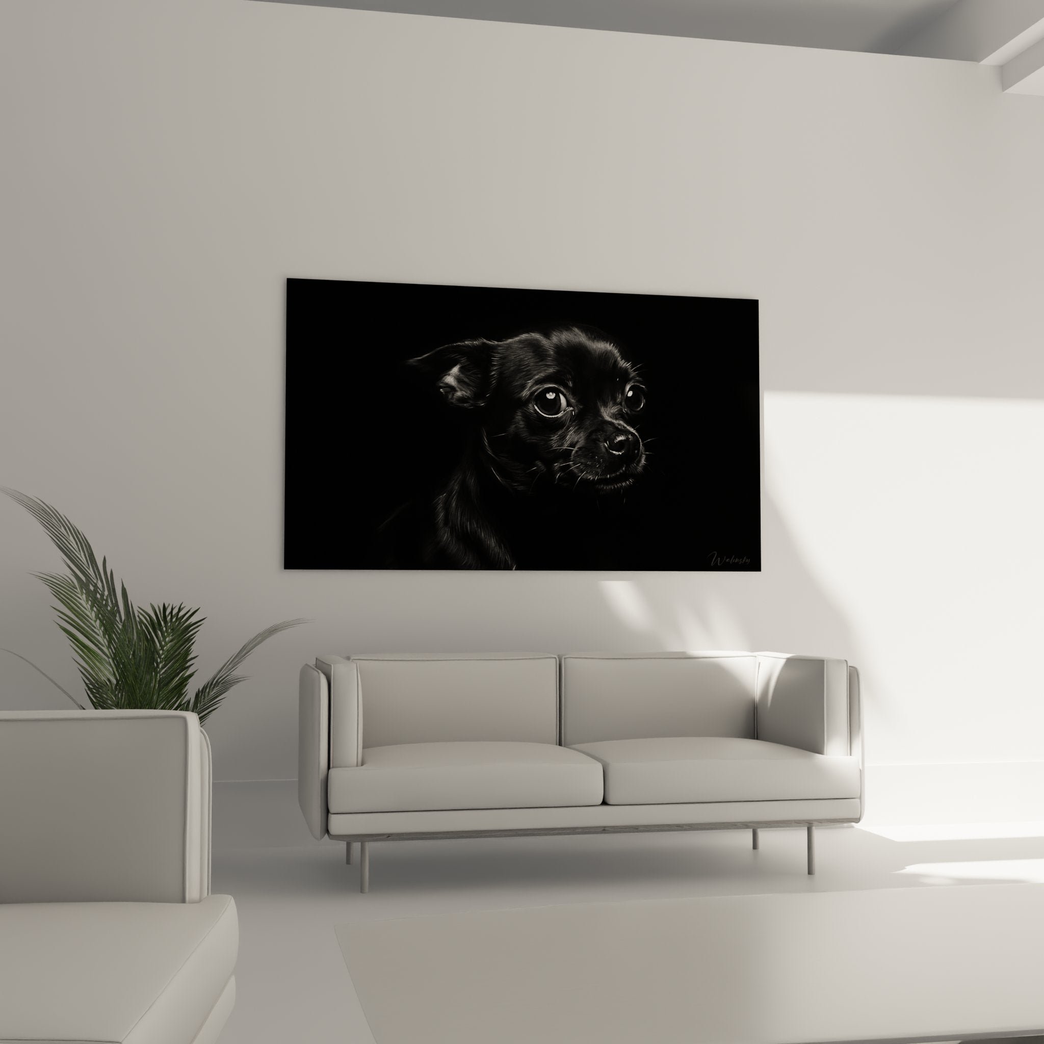 gros plan yeux chihuahua noir detail portrait animalier tableau mural artistique