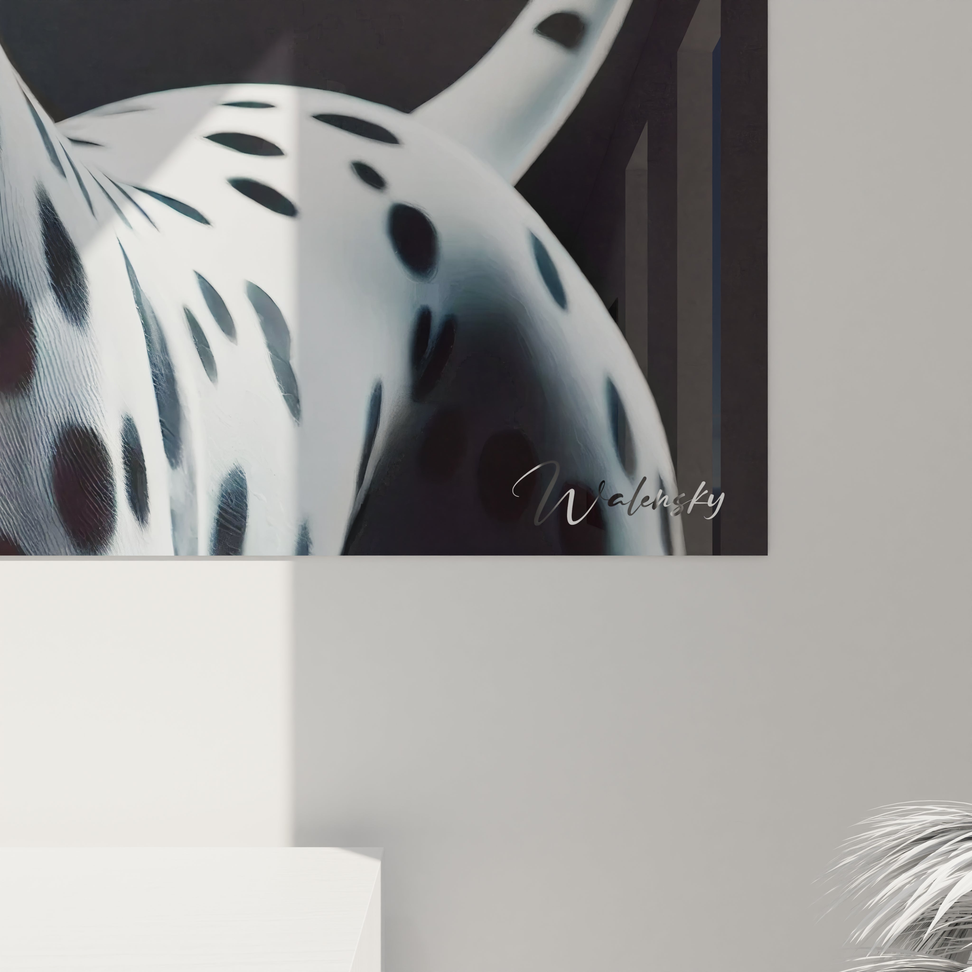 Observez de près les détails impeccables de ce tableau chien. Chaque tache du dalmatien est minutieusement travaillée, apportant une touche d'art animalier hyperrealiste à votre décoration intérieure.