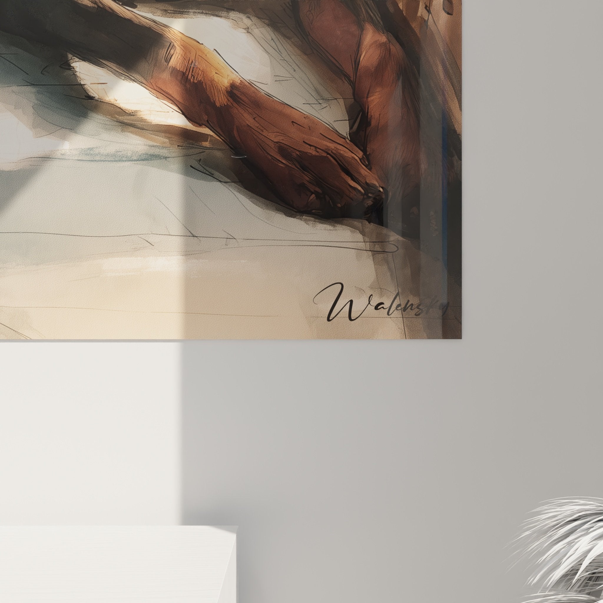 Vue ensemble tableau doberman fenêtre salon decoration interieur tons chauds