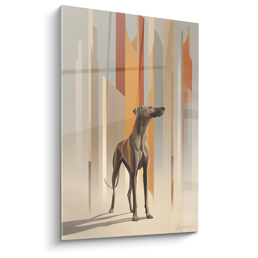 Tableau Dogue Allemand Géométrique dans Forêt Automnale - Élégance Naturelle - Edition Dogue Allemand