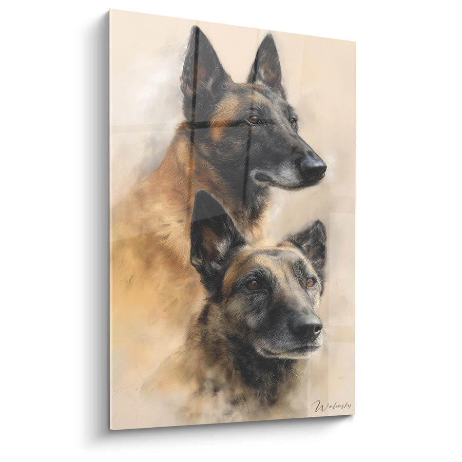 Tableau Double Portrait Berger Belge Malinois - Complicité Canine - Edition Berger Belge Malinois