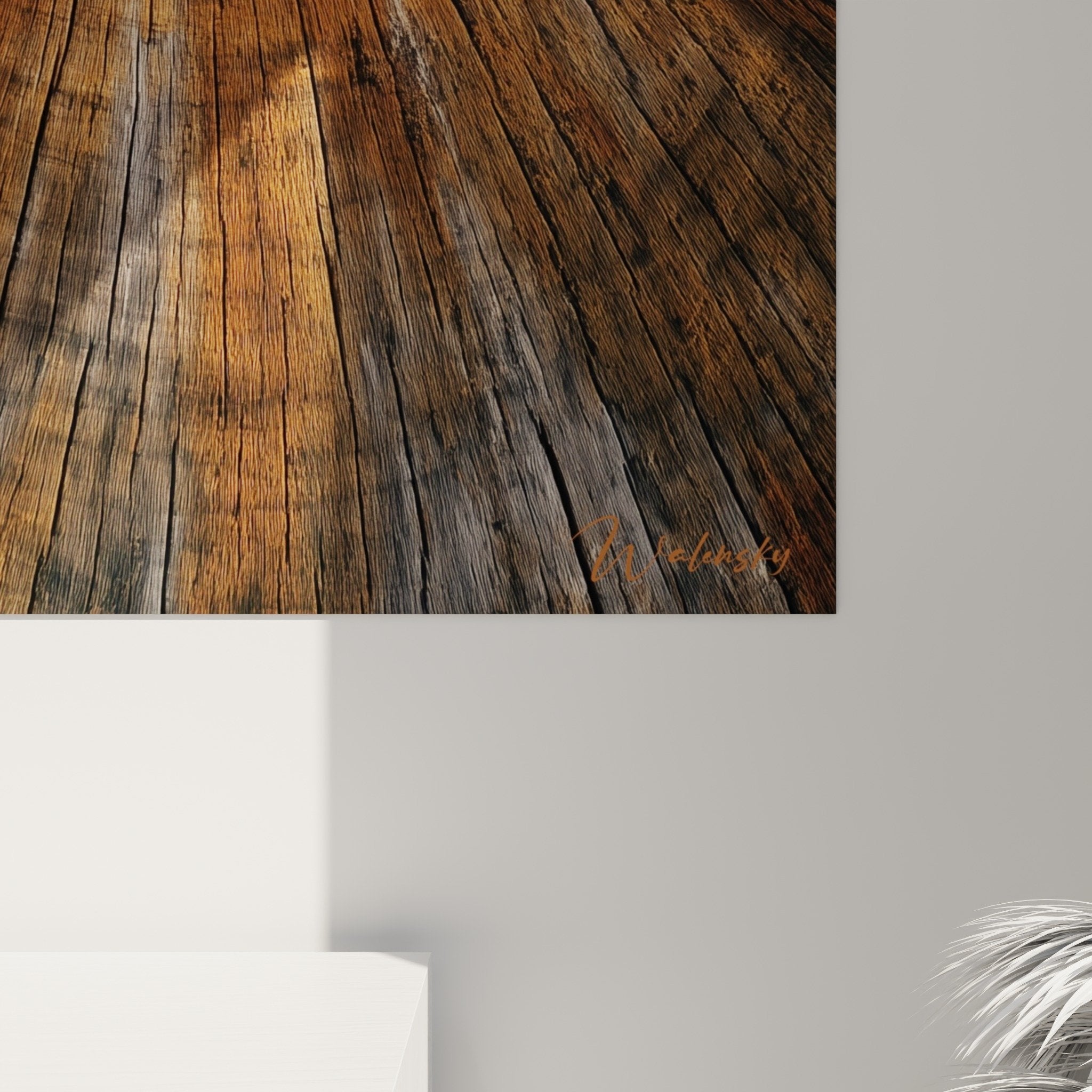 Gesamtansicht Baumstamm-Gemälde Innenausstattung natürlicher Stil vergoldetes Holz Grau Feng-Shui Osten Holz