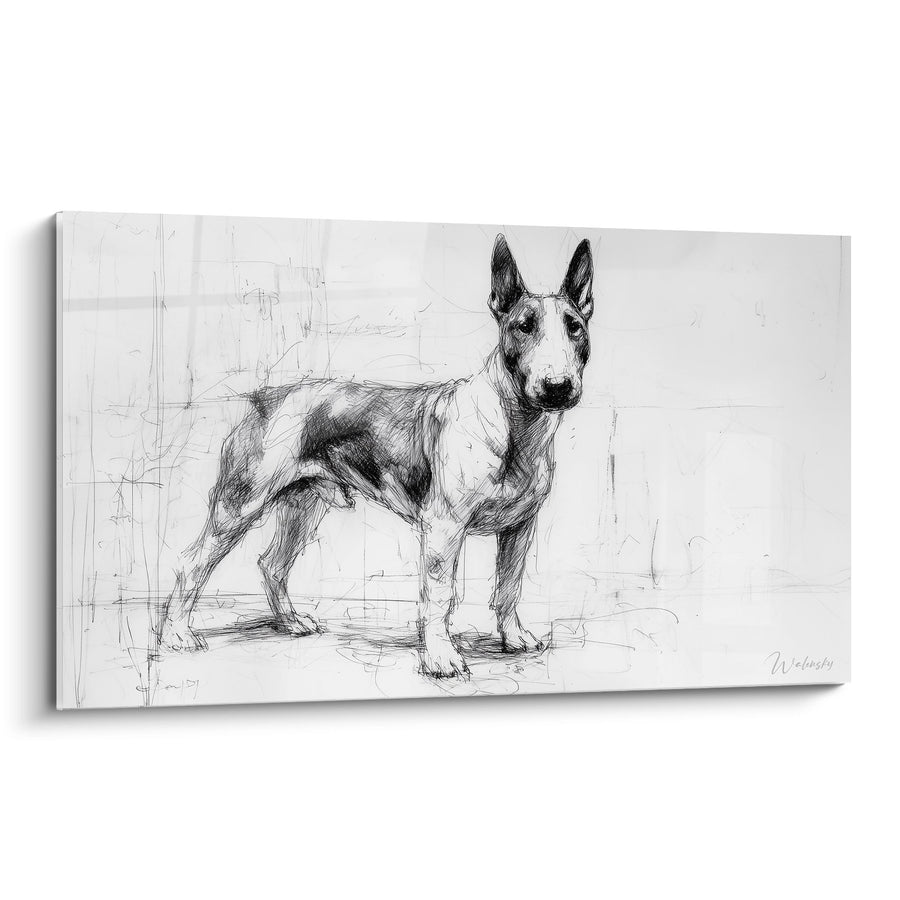 Tableau Bull Terrier Esquisse au Crayon - Portrait Canin Artistique - Edition Bull Terrier