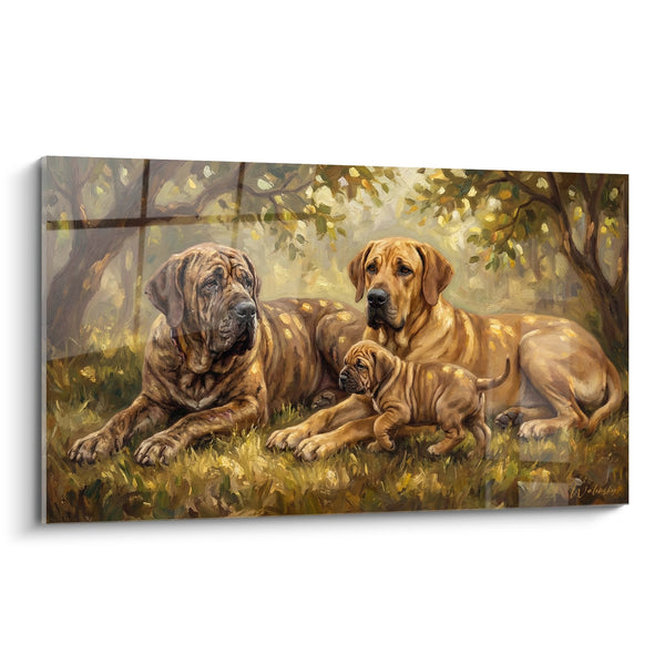 Tableau Famille de Chiens sous l'Ombre Dorée - Tendresse Familiale - Edition Fila Brasileiro