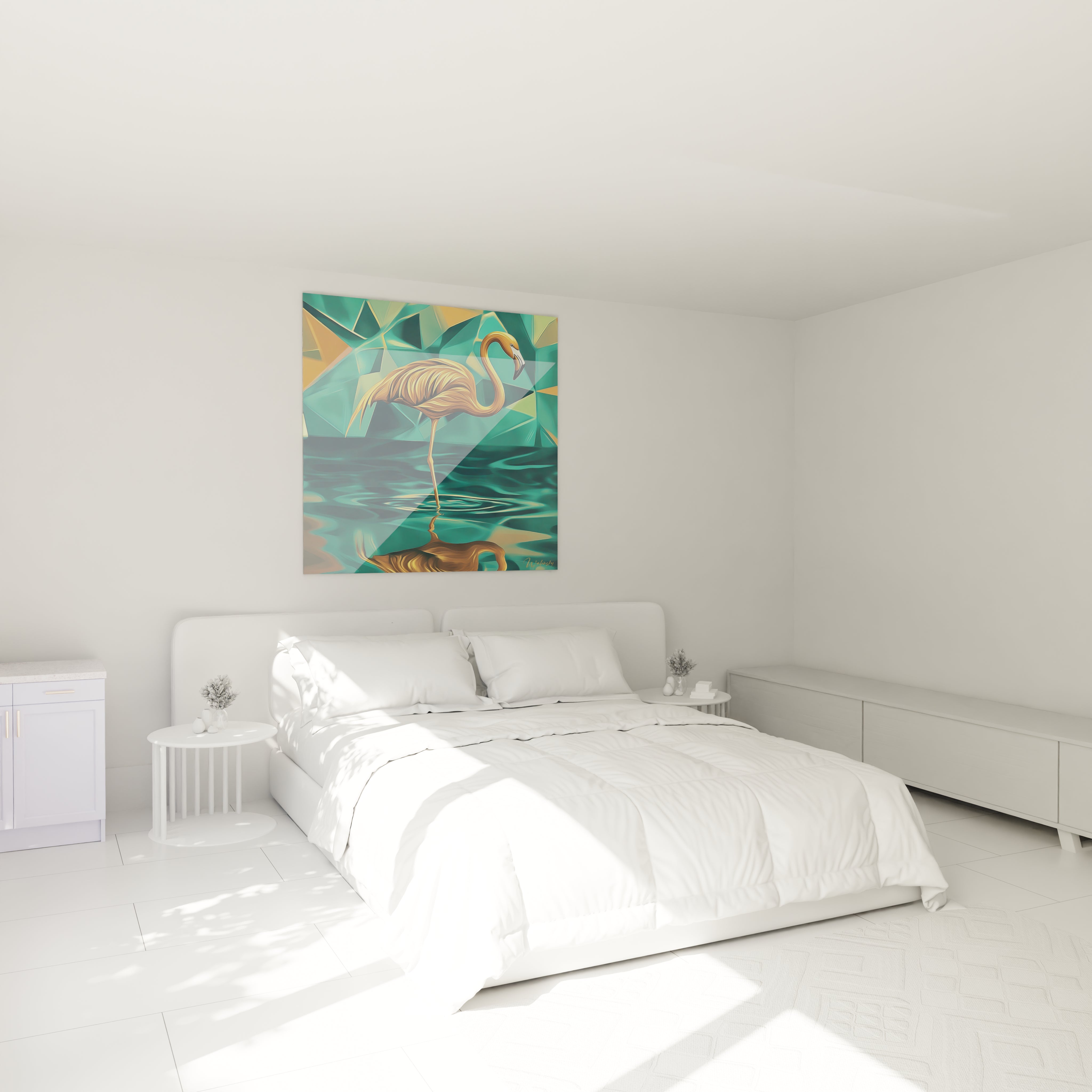 Tableau flamant rose de Walensky, décor moderne pour chambre à coucher lumineuse
