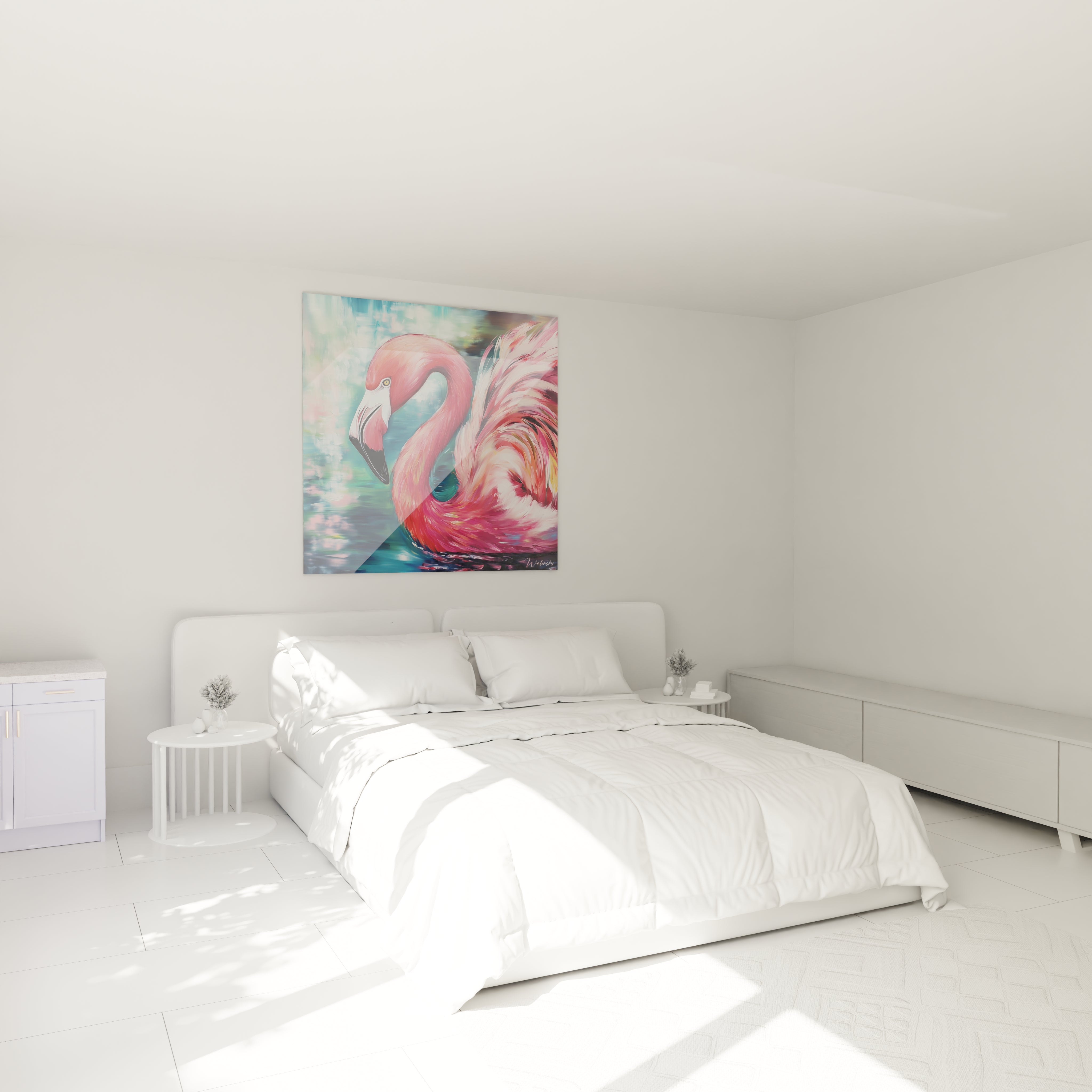 Tableau flamand rose de Walensky, décoration murale colorée pour une chambre moderne