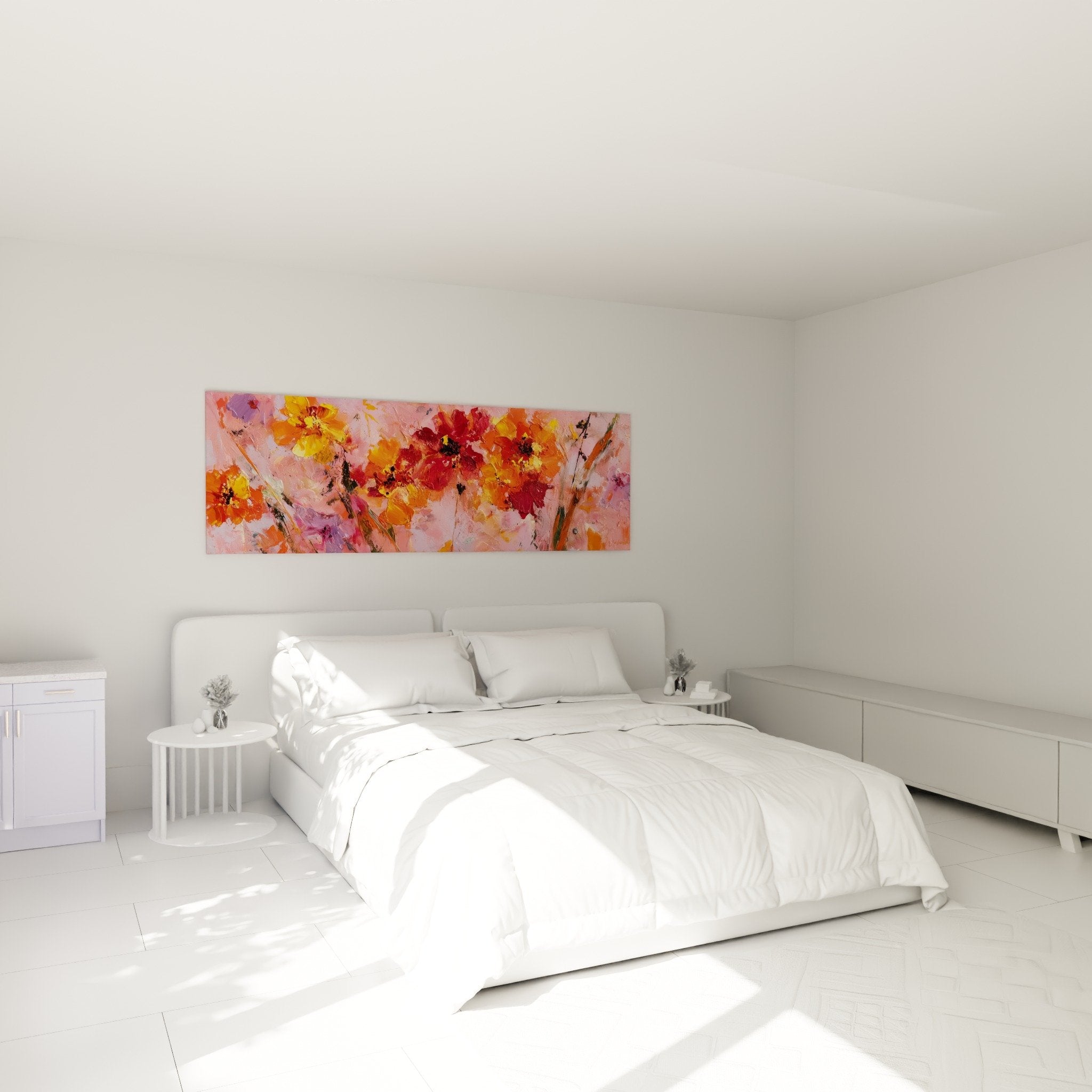 abstract pink flower painting master bedroom feng shui southwest earth