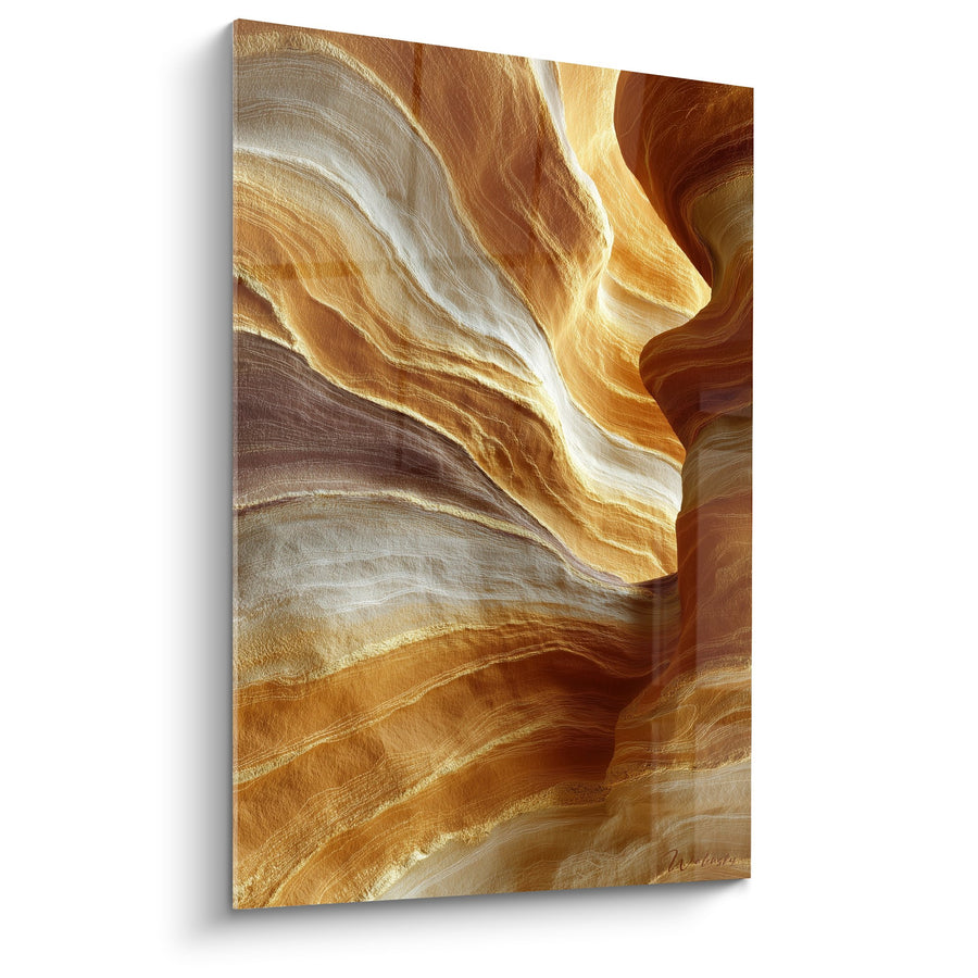 Tableau Formations Rocheuses Dorées aux Nuances Cuivrées et Beiges - Géologie Mystique - Edition Feng shui Centre Terre