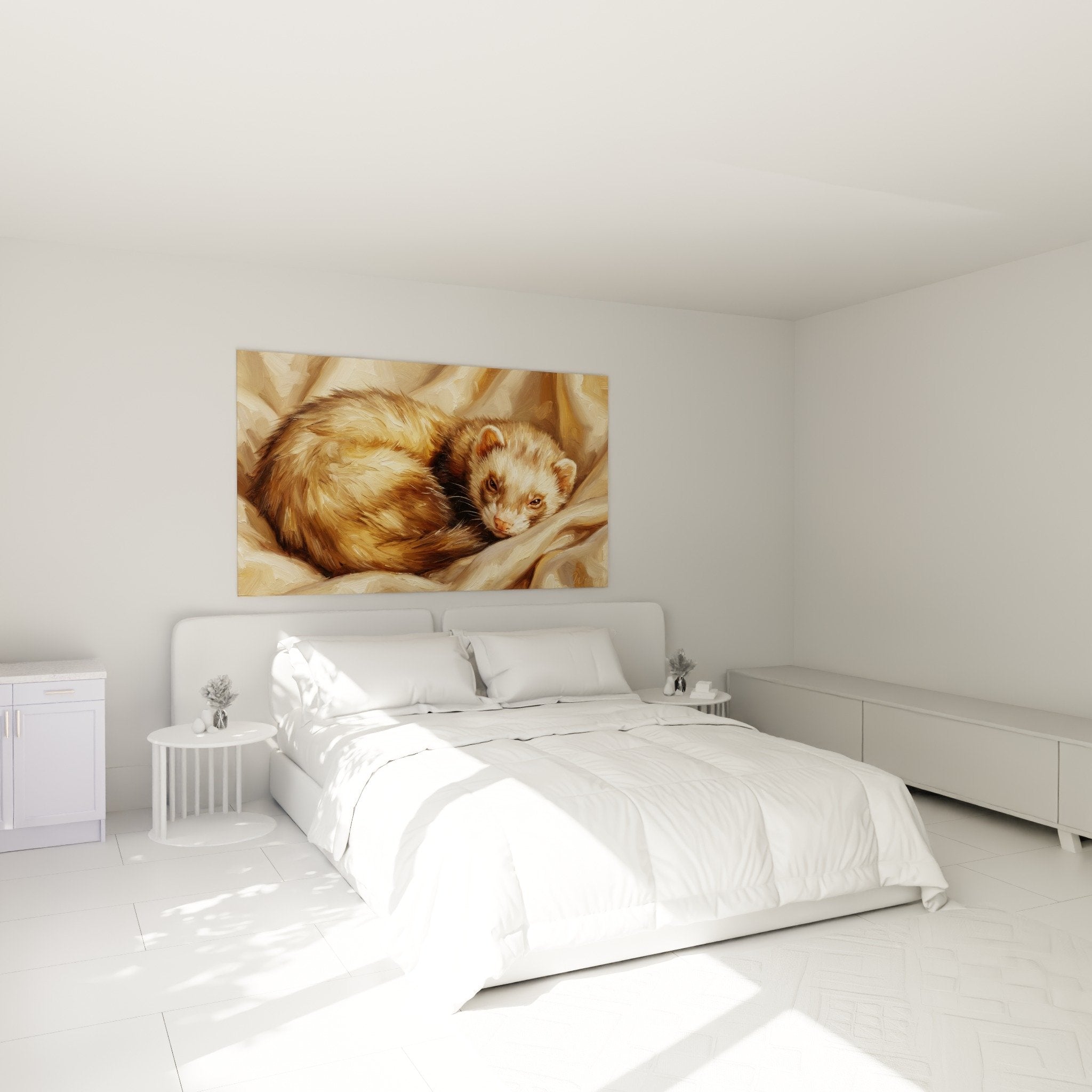 Bild Frettchen friedlich warme Töne Schlafzimmer Coziness Beige Gold Edition Frettchen