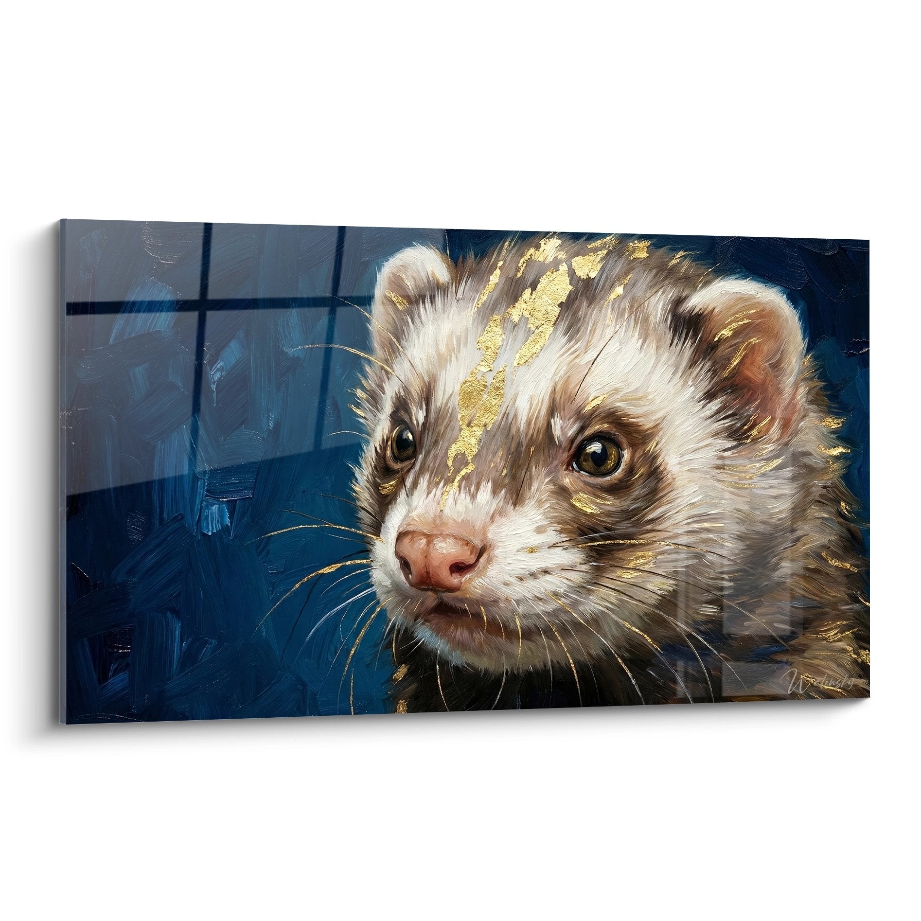 Golden Ferret Portrait Wall Art - Luminous Gaze - Ferret Edition