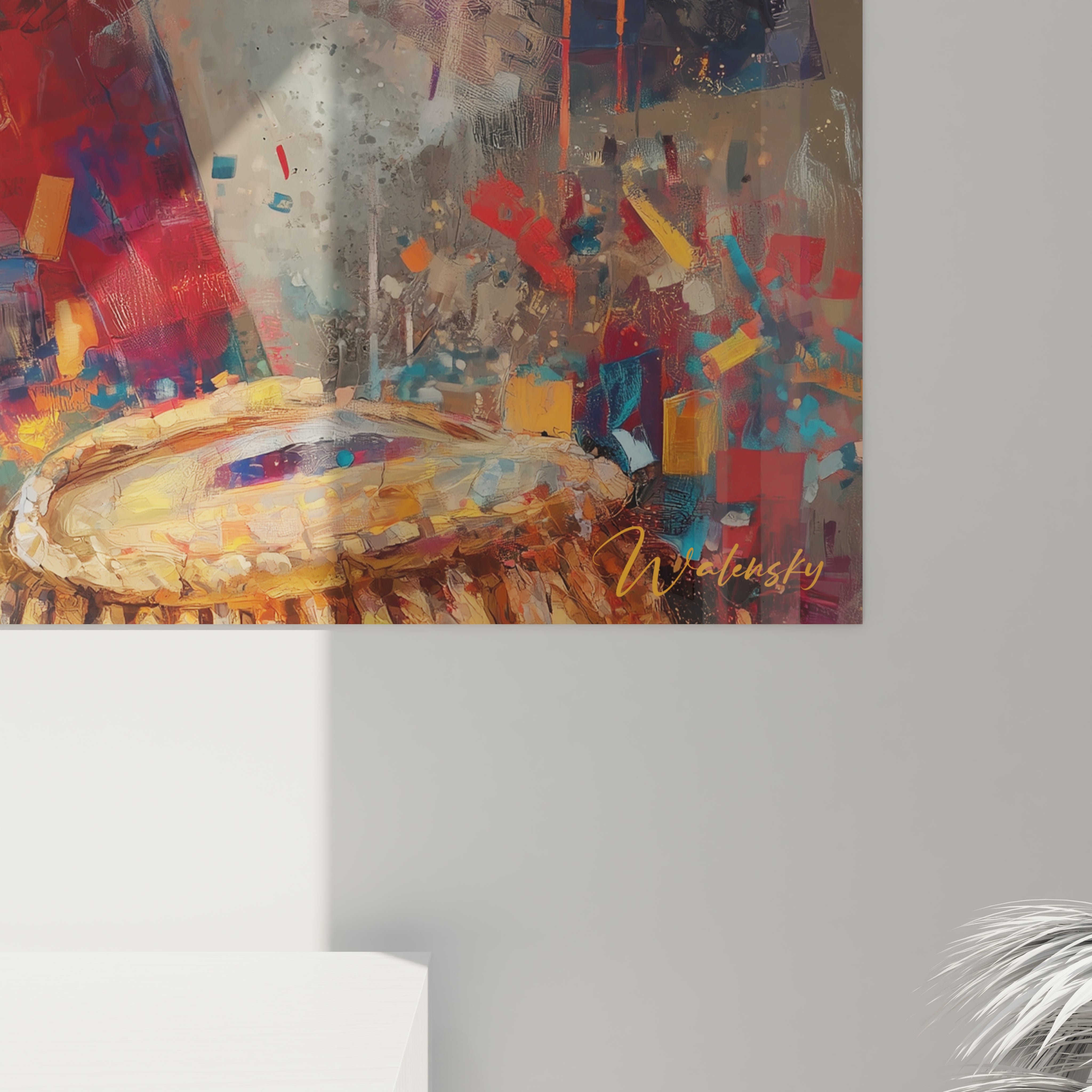 Walensky tableau mural Napoléon art moderne gros plan peinture abstraite colorée avec signature
