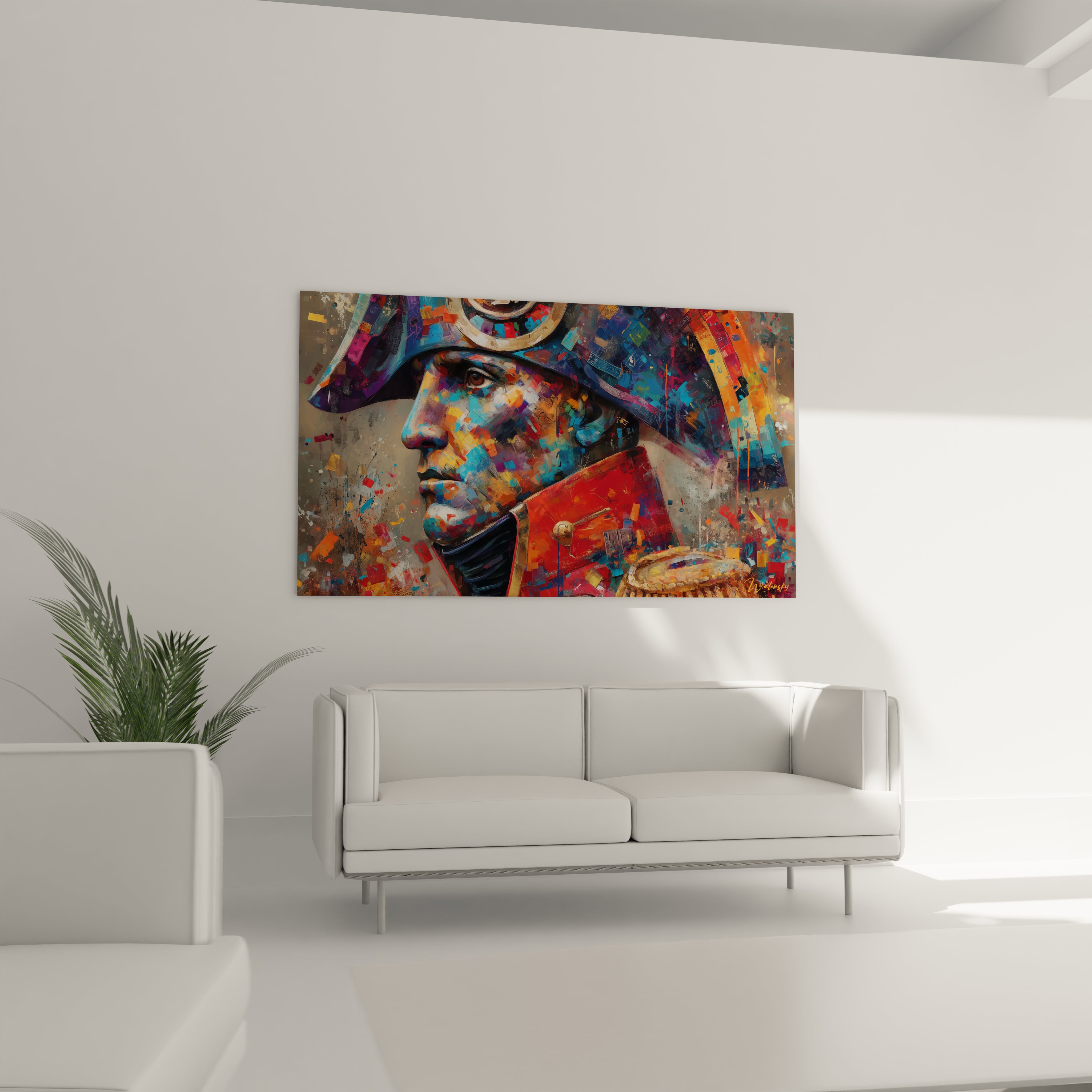 tableau mural Napoléon art moderne Walensky portrait coloré de Napoléon pour décoration salon minimaliste