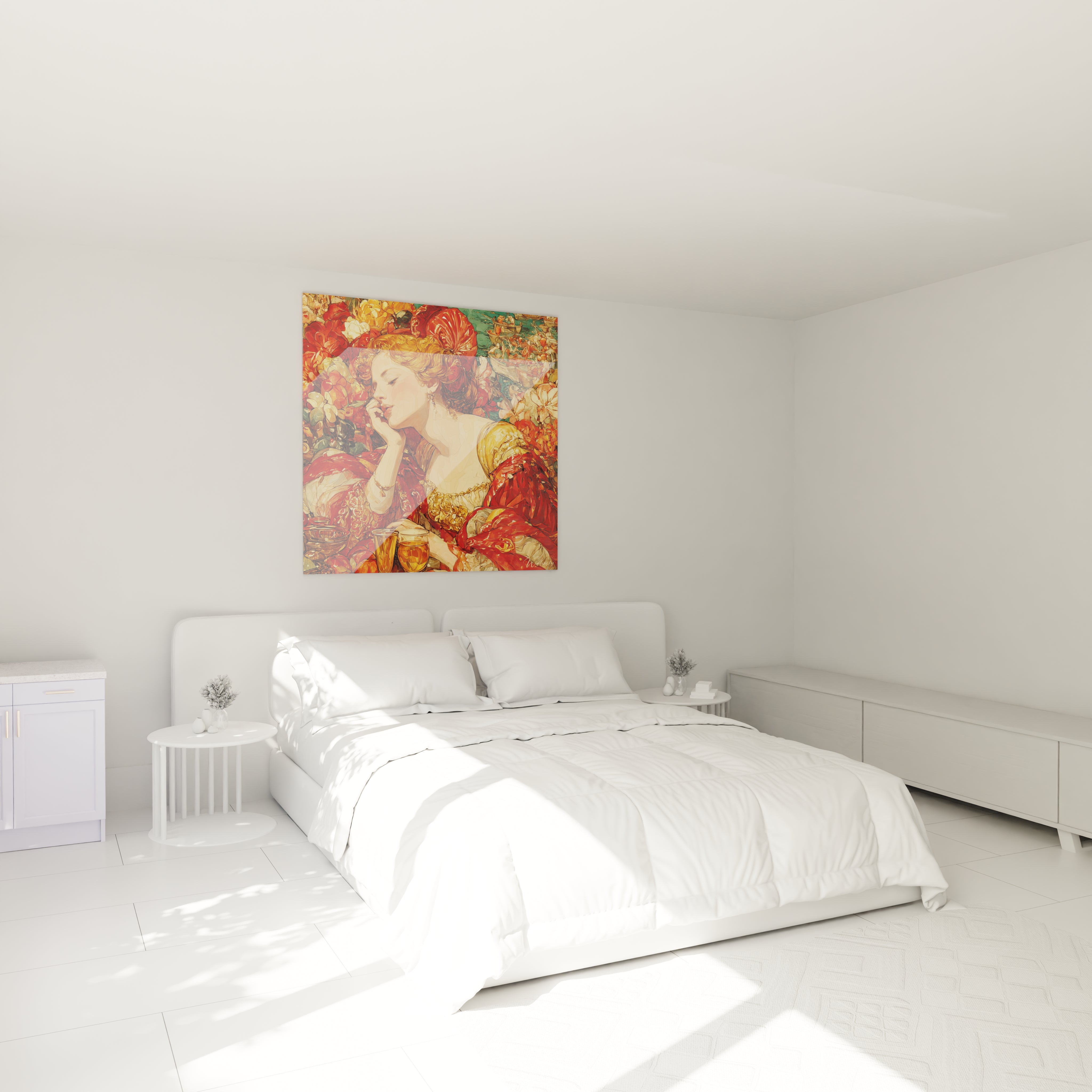 Walensky tableau mural avec peinture femme fleurs colorees au style tableau renaissance italienne pour chambre