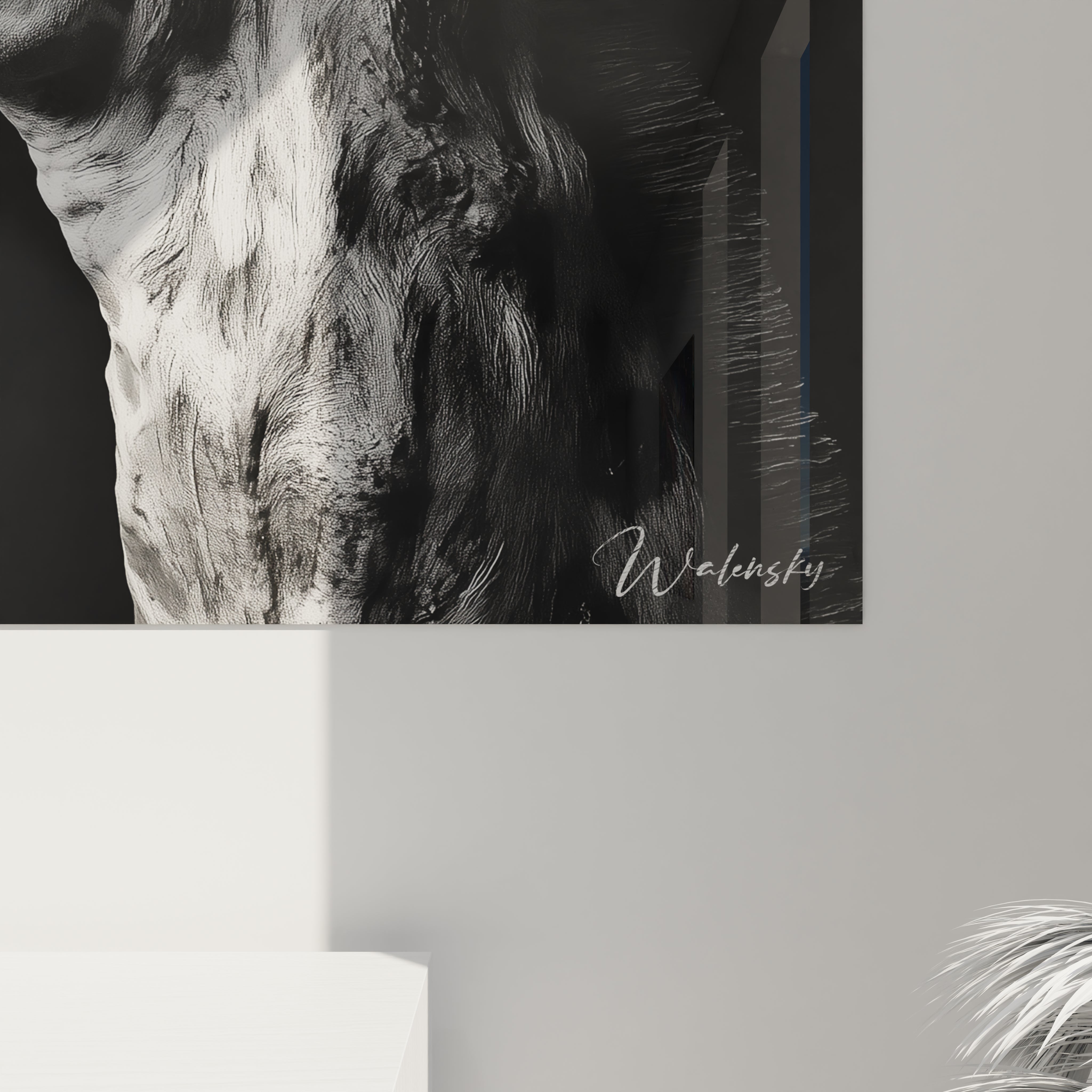 Tableau girafe en noir et blanc signé Walensky pour décoration moderne