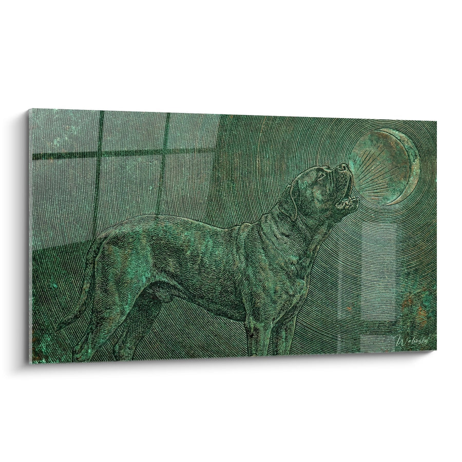 Tableau Bullmastiff Gravure Vintage Tons Verts - Élégance Canine - Edition Bullmastiff