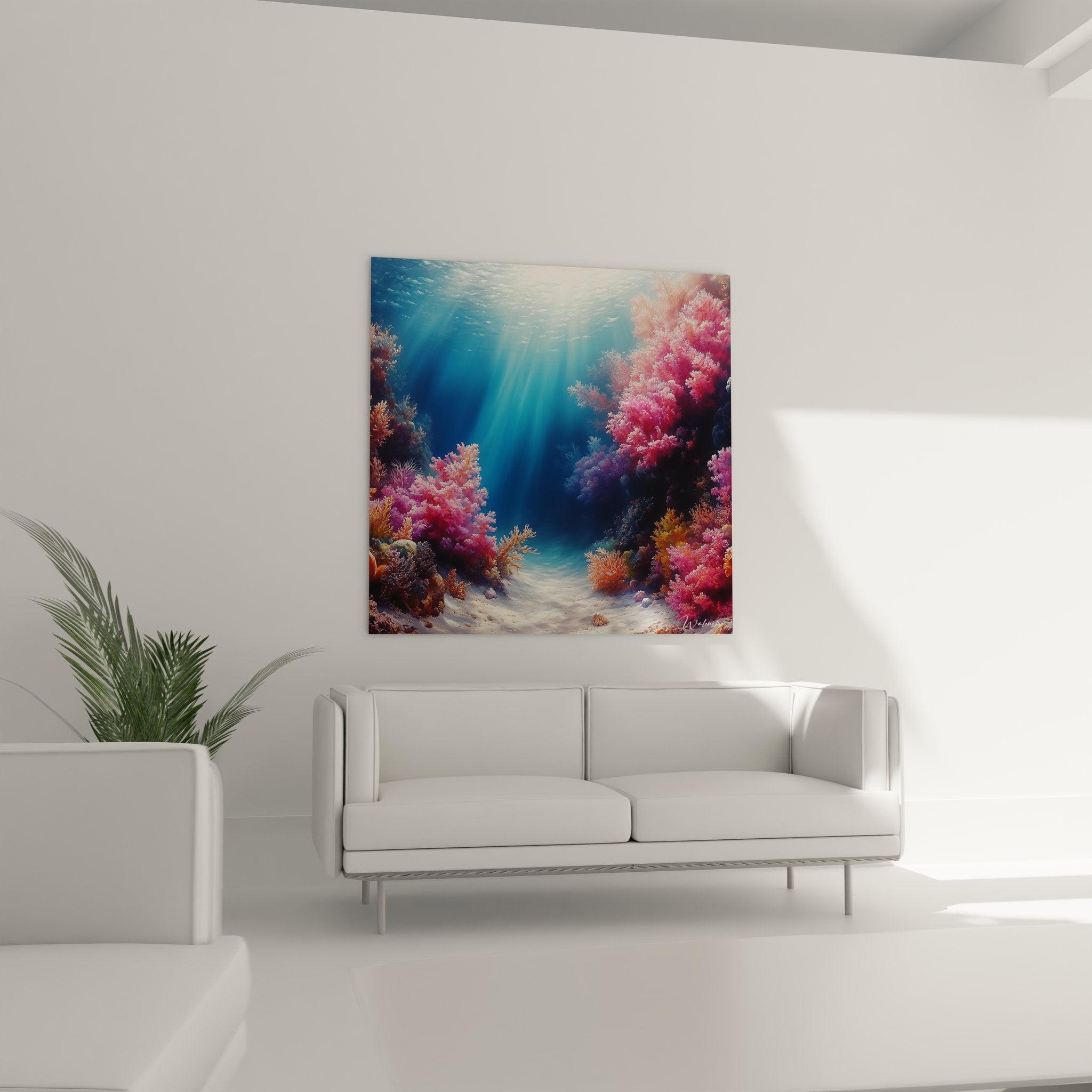 Gros plan tableau coraux roses et oranges avec détails textures marines réalistes