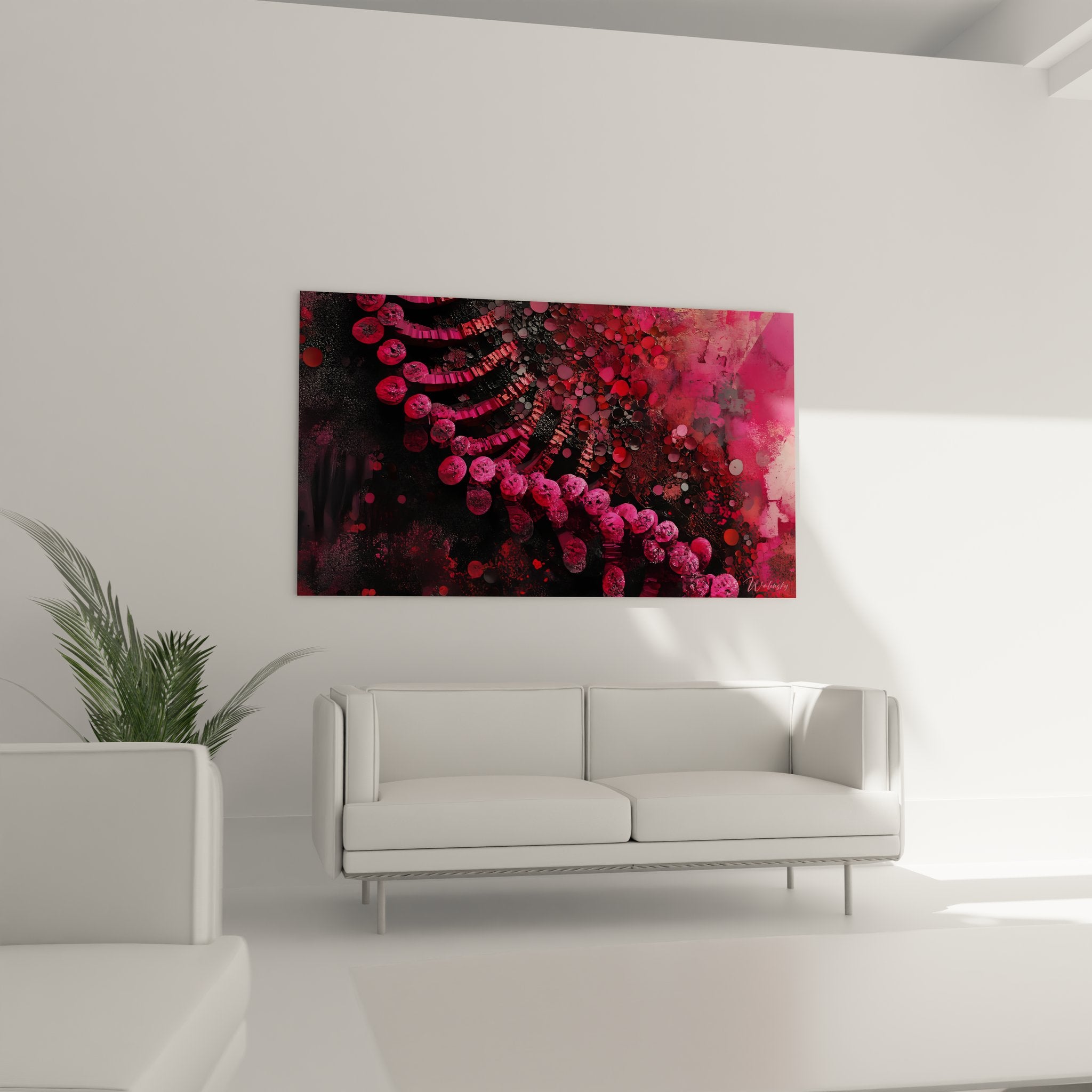 Gros plan tableau ADN montrant détails spirales génétiques et textures artistiques roses