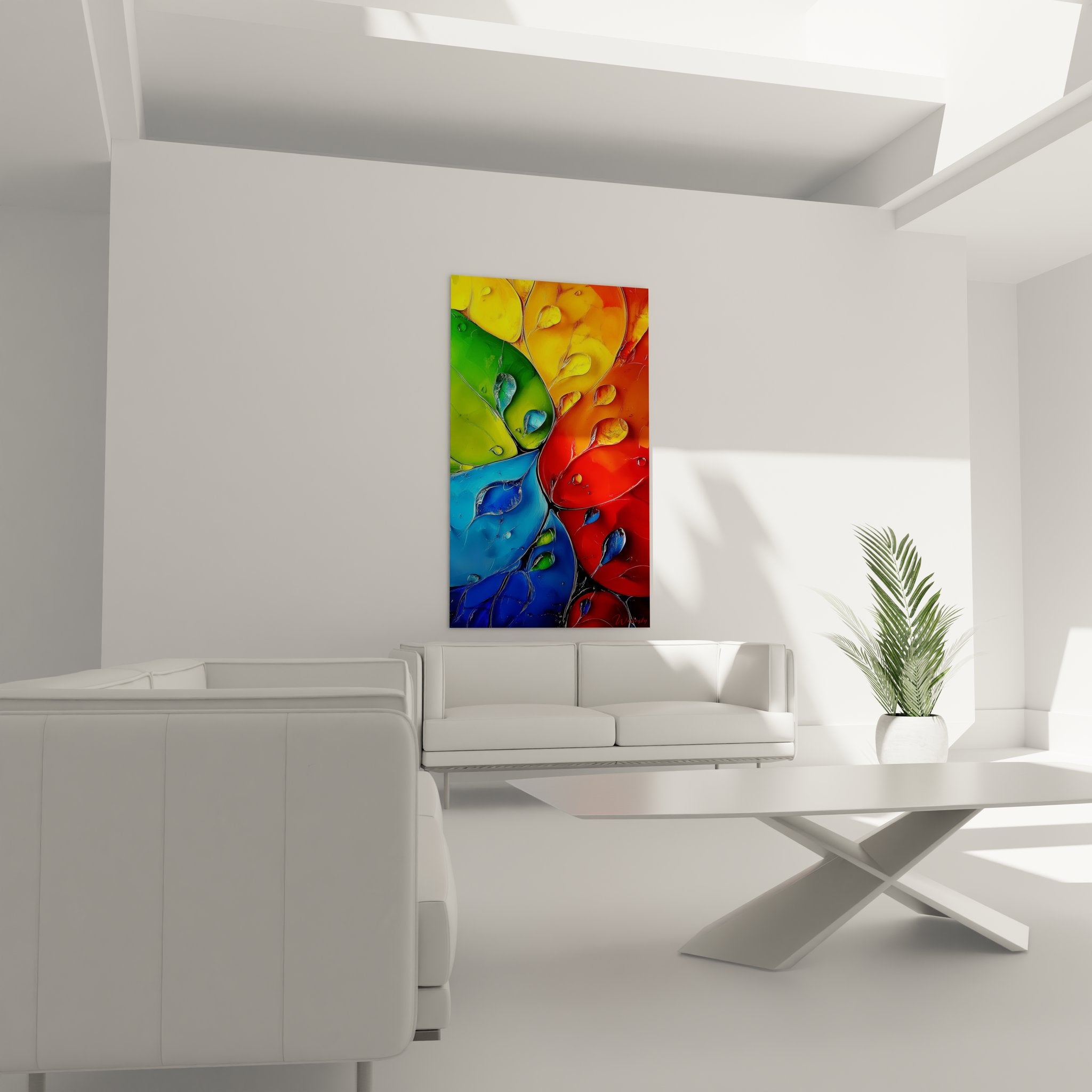 Gros plan tableau branches multicolores montrant détails textures et couleurs vives végétales abstraites