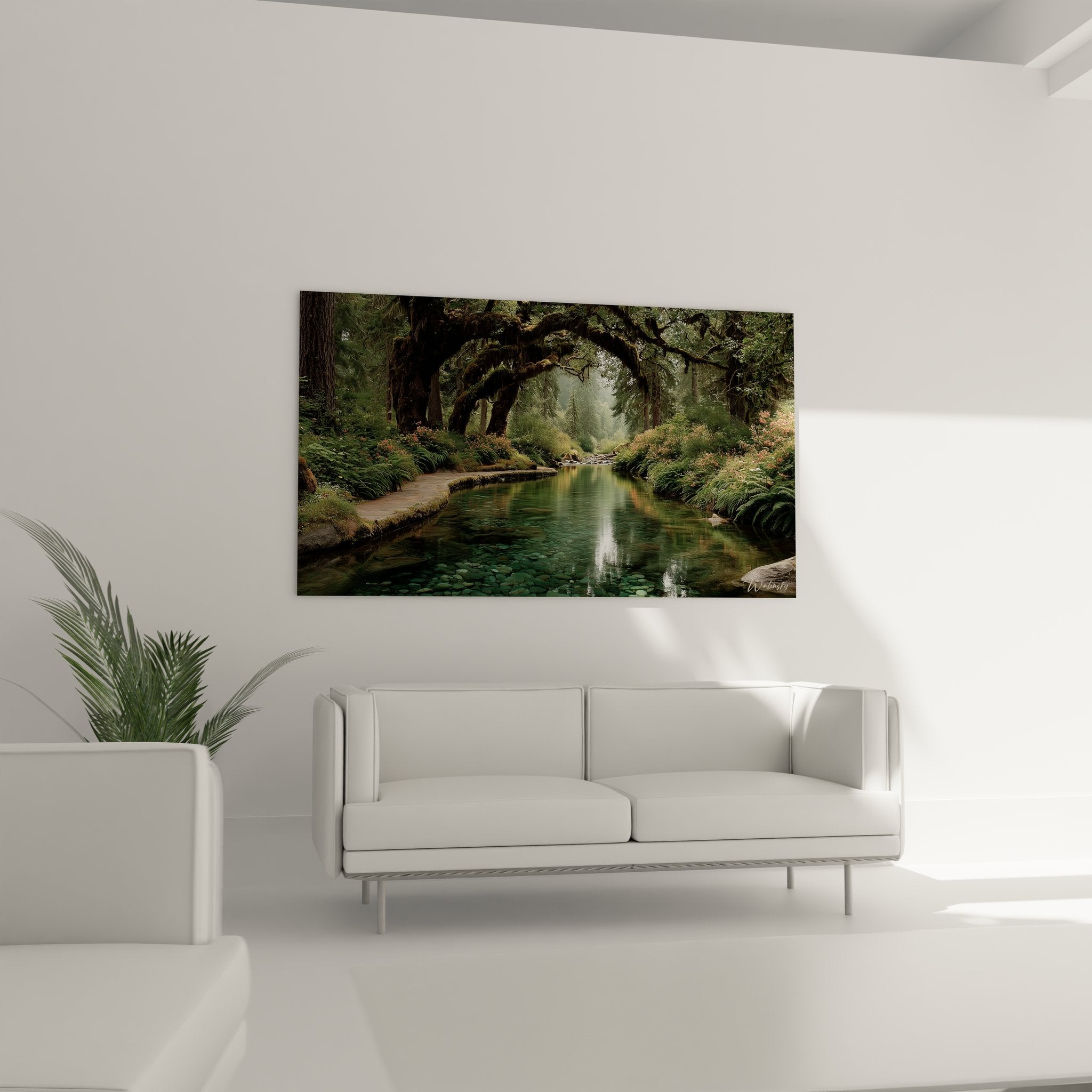 Gros plan tableau eaux cristallines rivière avec reflets verts et détails galets sous-marins naturels