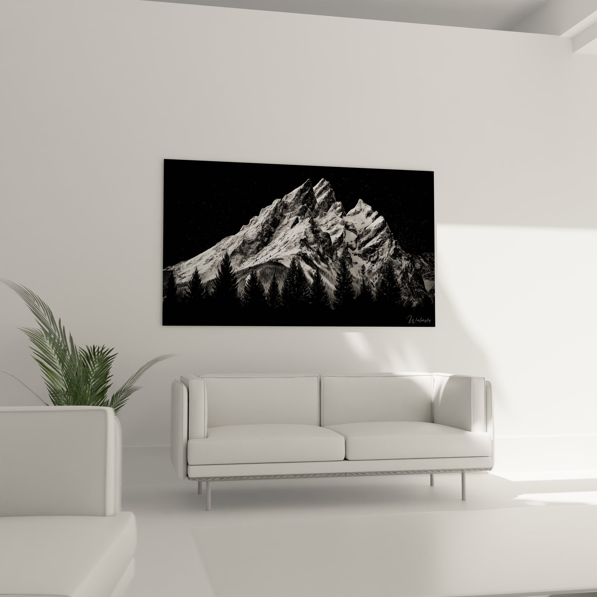 Gros plan détail tableau montagne rocheuse neige contraste noir blanc texture roche