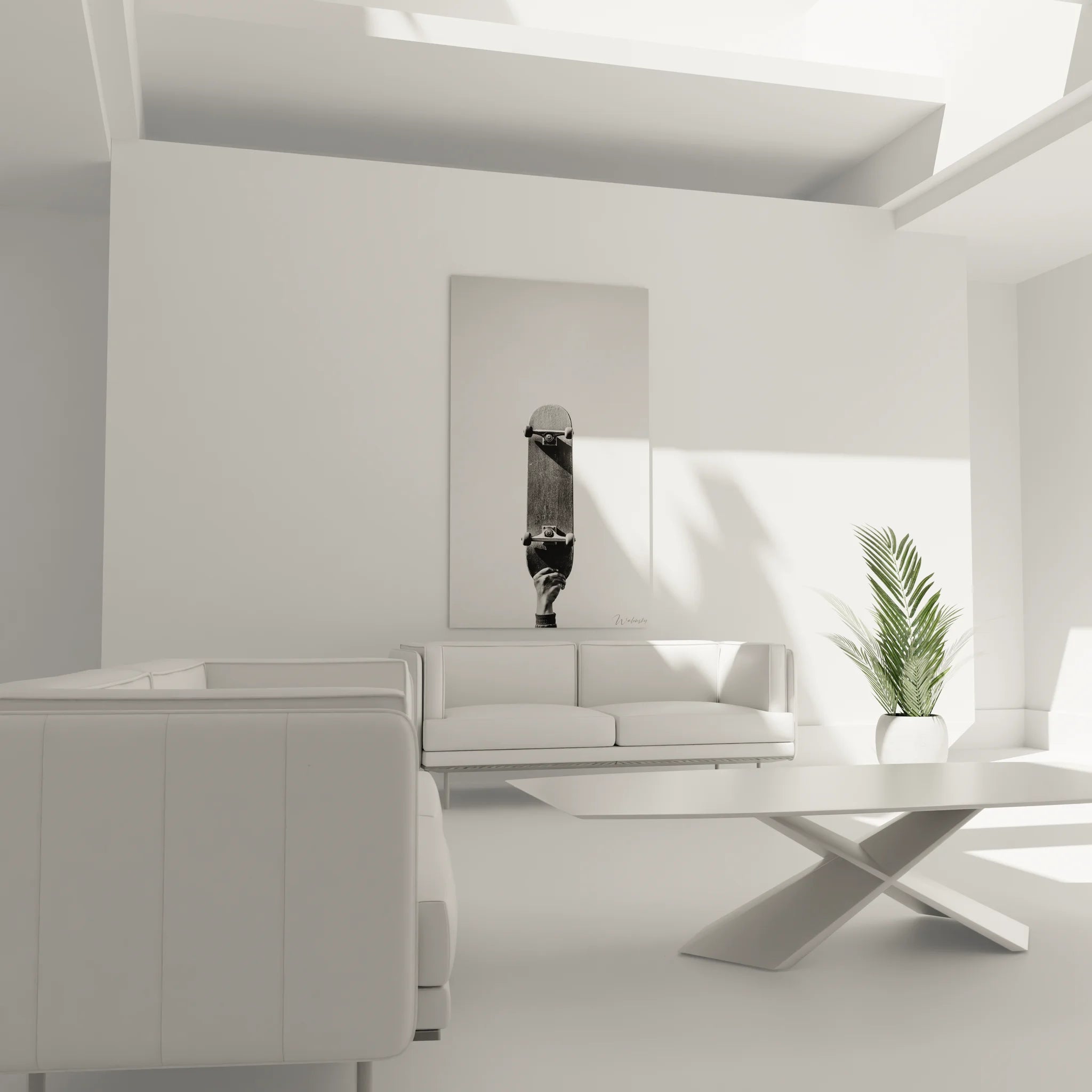 Gros plan tableau skateboard main noir et blanc, détails artistiques culture urbaine