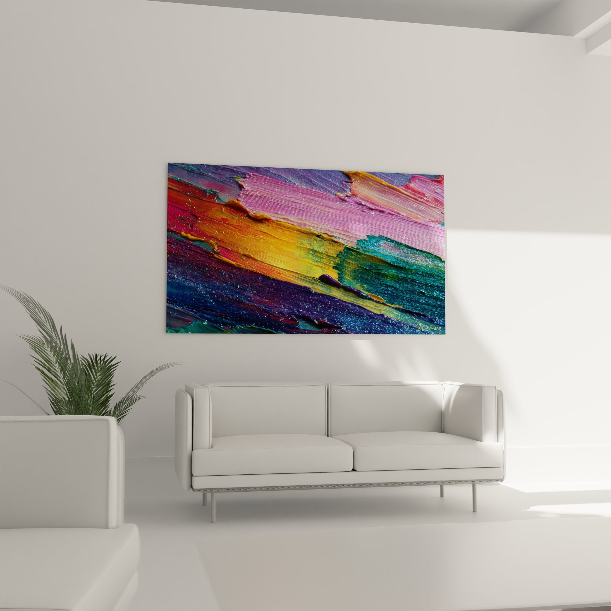 Gros plan texture peinture abstraite empâtements couleurs vives coups pinceau expressifs
